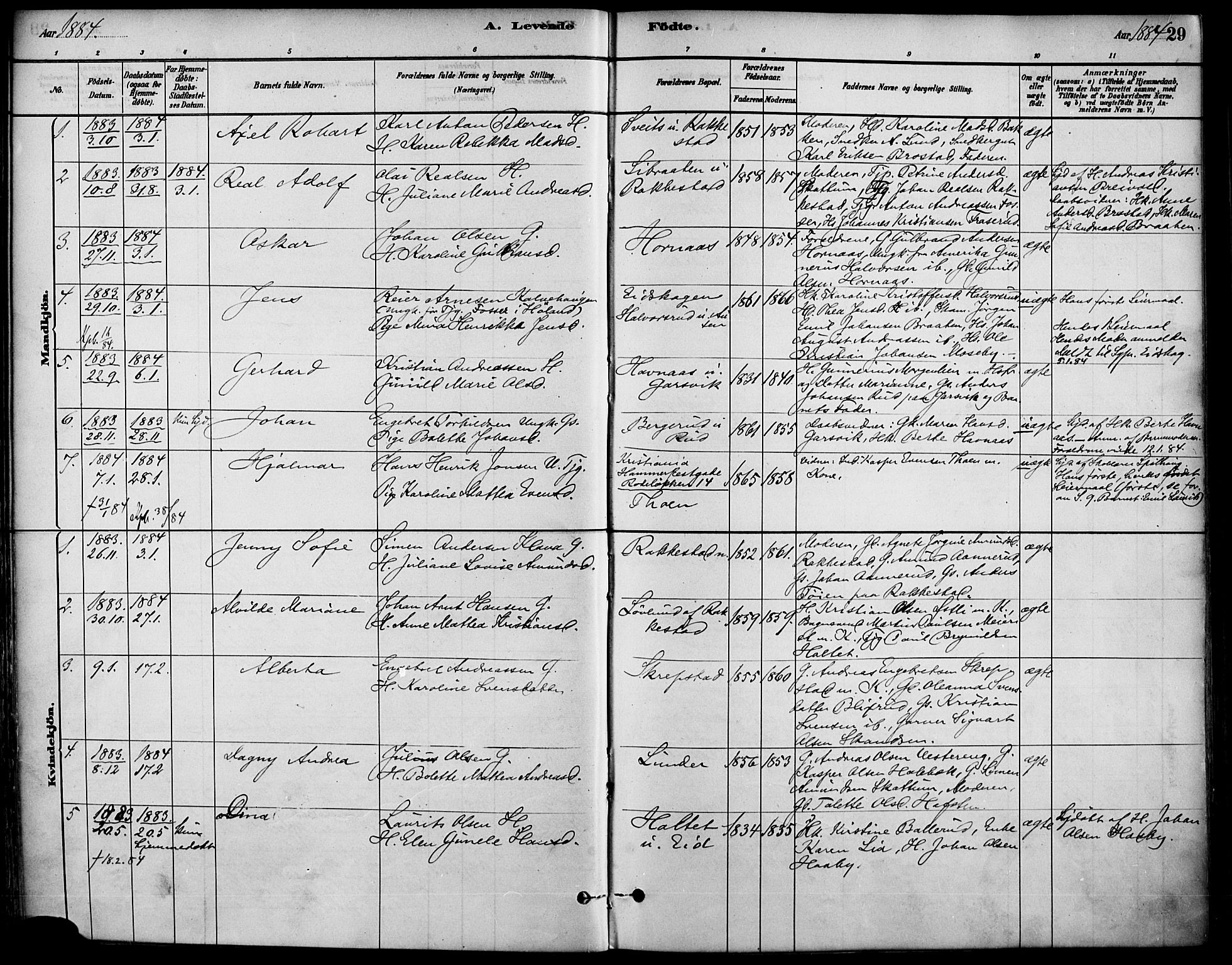 Høland prestekontor Kirkebøker, SAO/A-10346a/F/Fa/L0013: Parish register (official) no. I 13, 1880-1897, p. 29