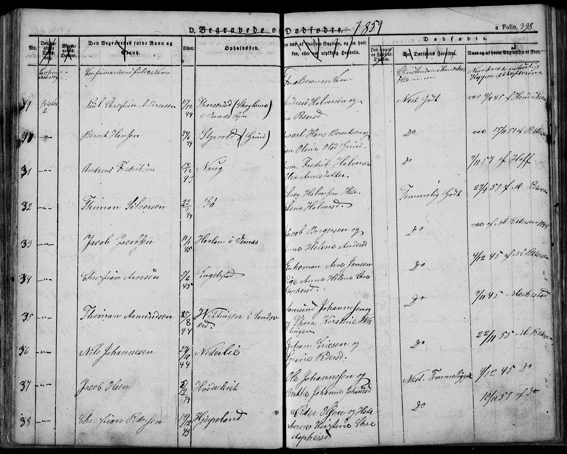 Lardal kirkebøker, AV/SAKO-A-350/F/Fa/L0006: Parish register (official) no. I 6, 1835-1860, p. 398