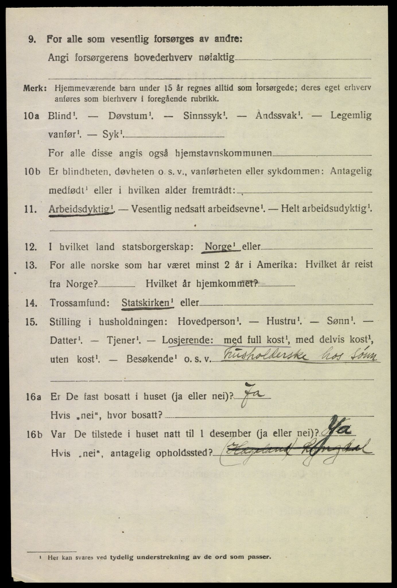 SAK, 1920 census for Lyngdal, 1920, p. 3978