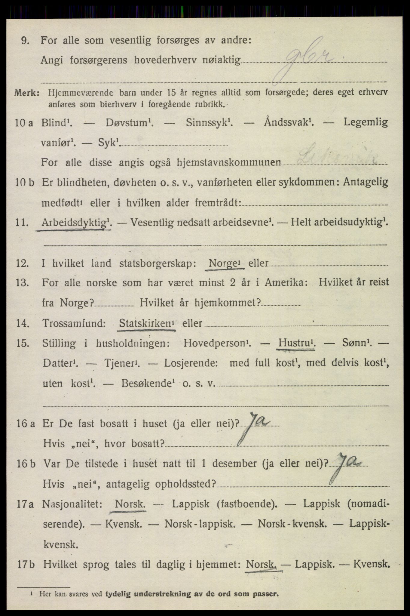 SAT, 1920 census for Leksvik, 1920, p. 3509