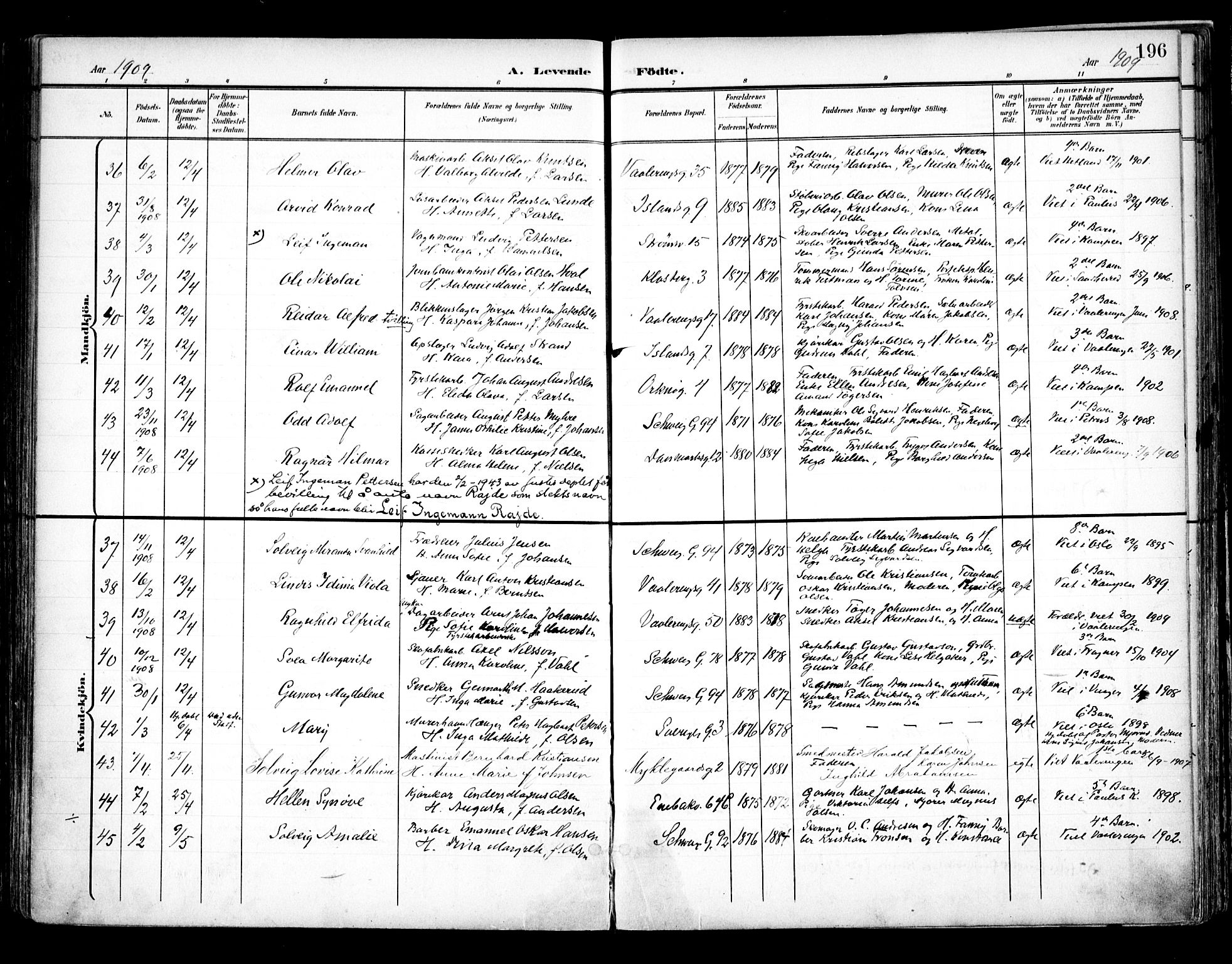 Vålerengen prestekontor Kirkebøker, AV/SAO-A-10878/F/Fa/L0001: Parish register (official) no. 1, 1899-1915, p. 196