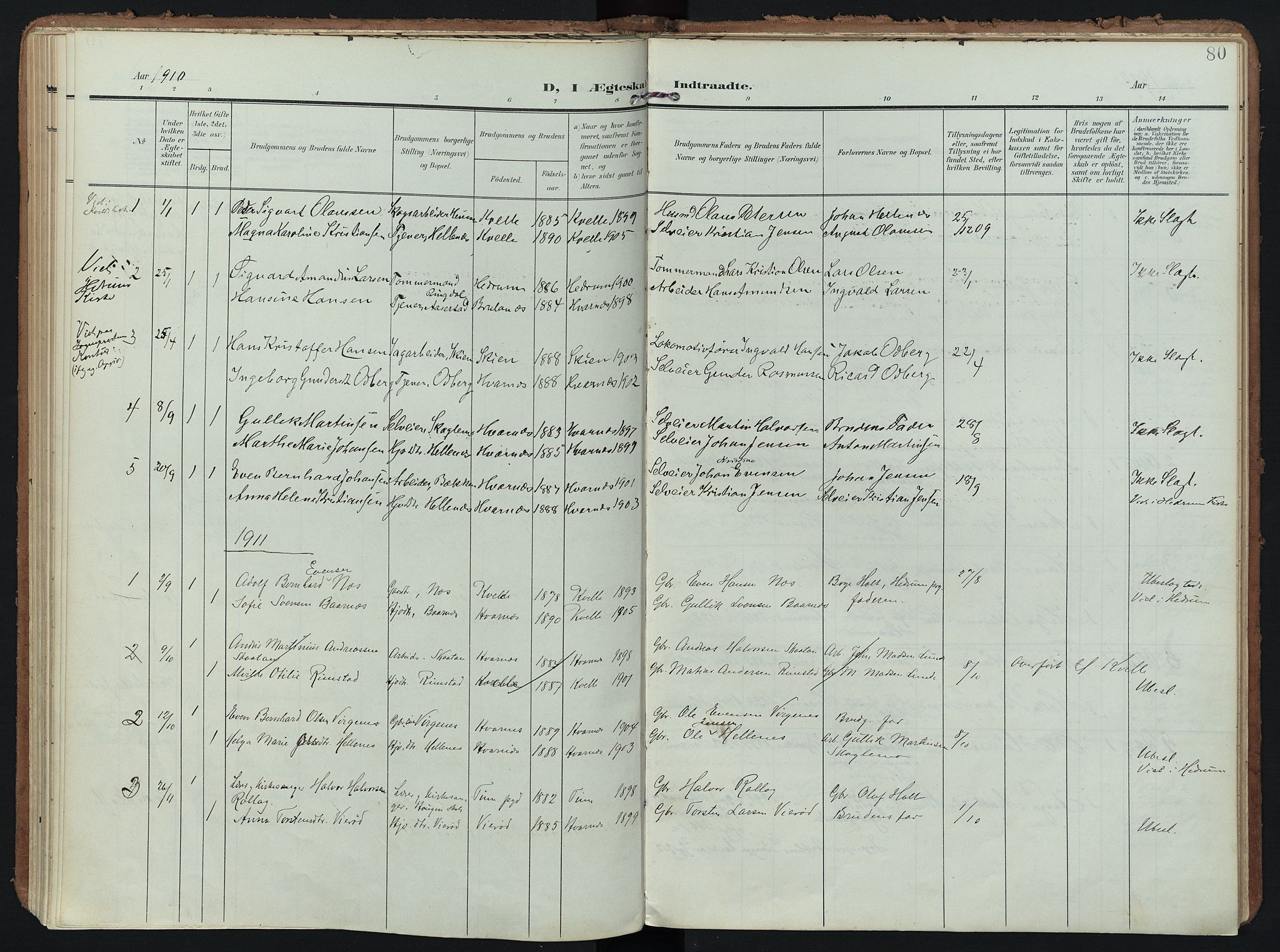Hedrum kirkebøker, AV/SAKO-A-344/F/Fc/L0002: Parish register (official) no. III 2, 1907-1930, p. 80