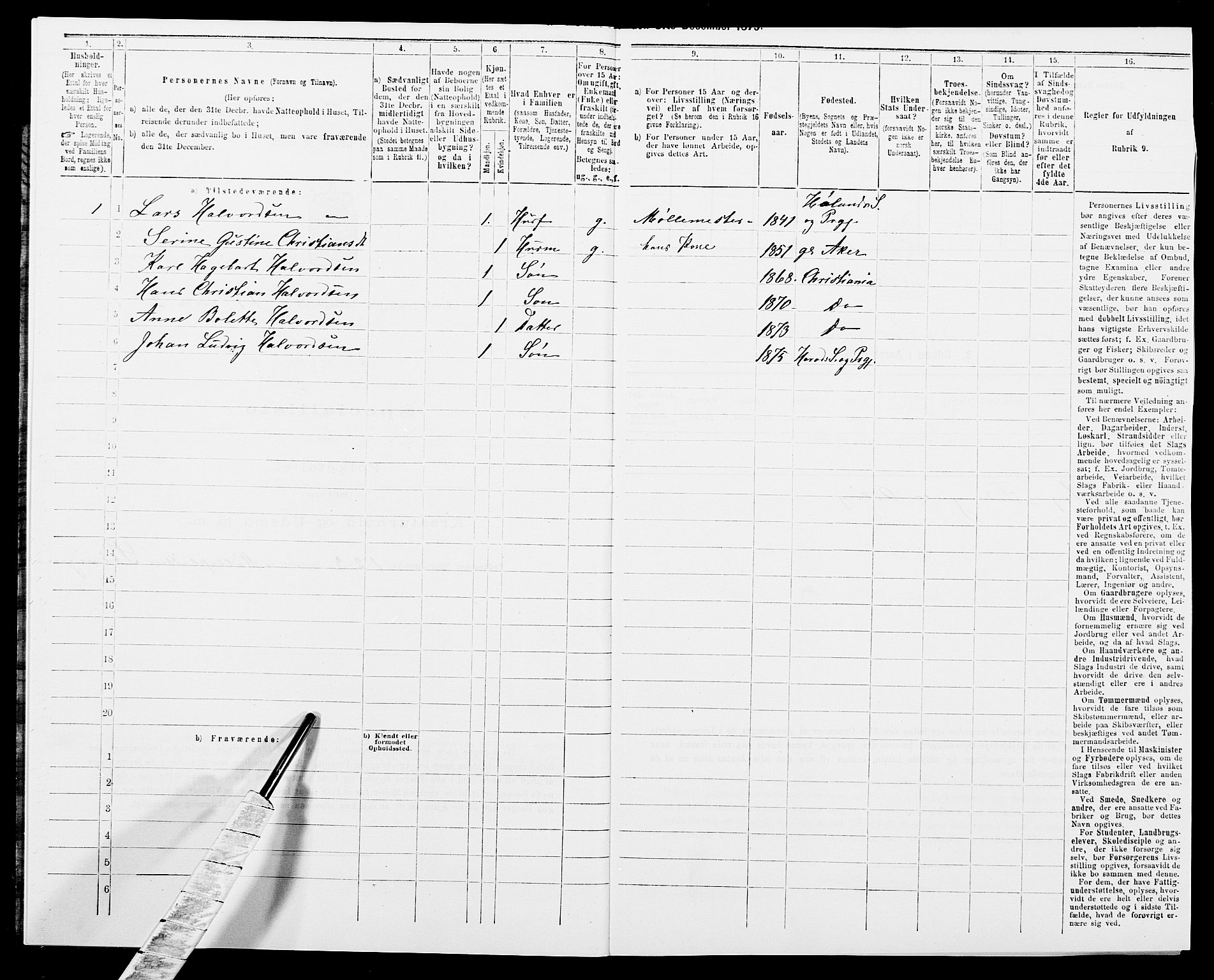 SAK, 1875 census for 1039P Herad, 1875, p. 45