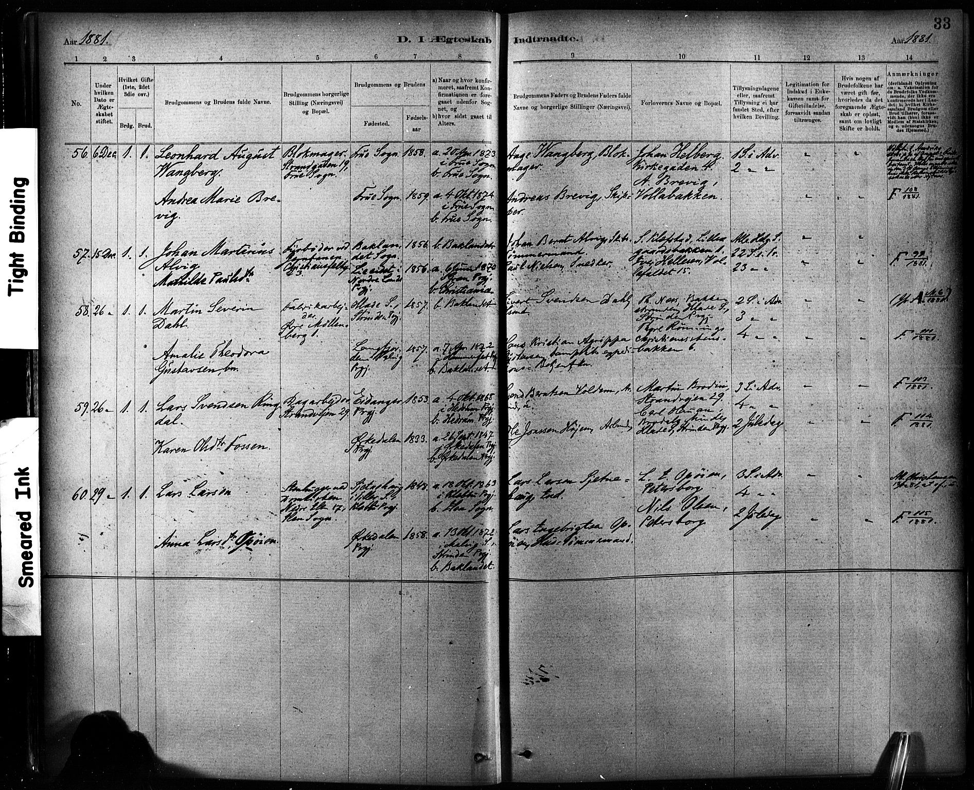 Ministerialprotokoller, klokkerbøker og fødselsregistre - Sør-Trøndelag, SAT/A-1456/604/L0189: Parish register (official) no. 604A10, 1878-1892, p. 33