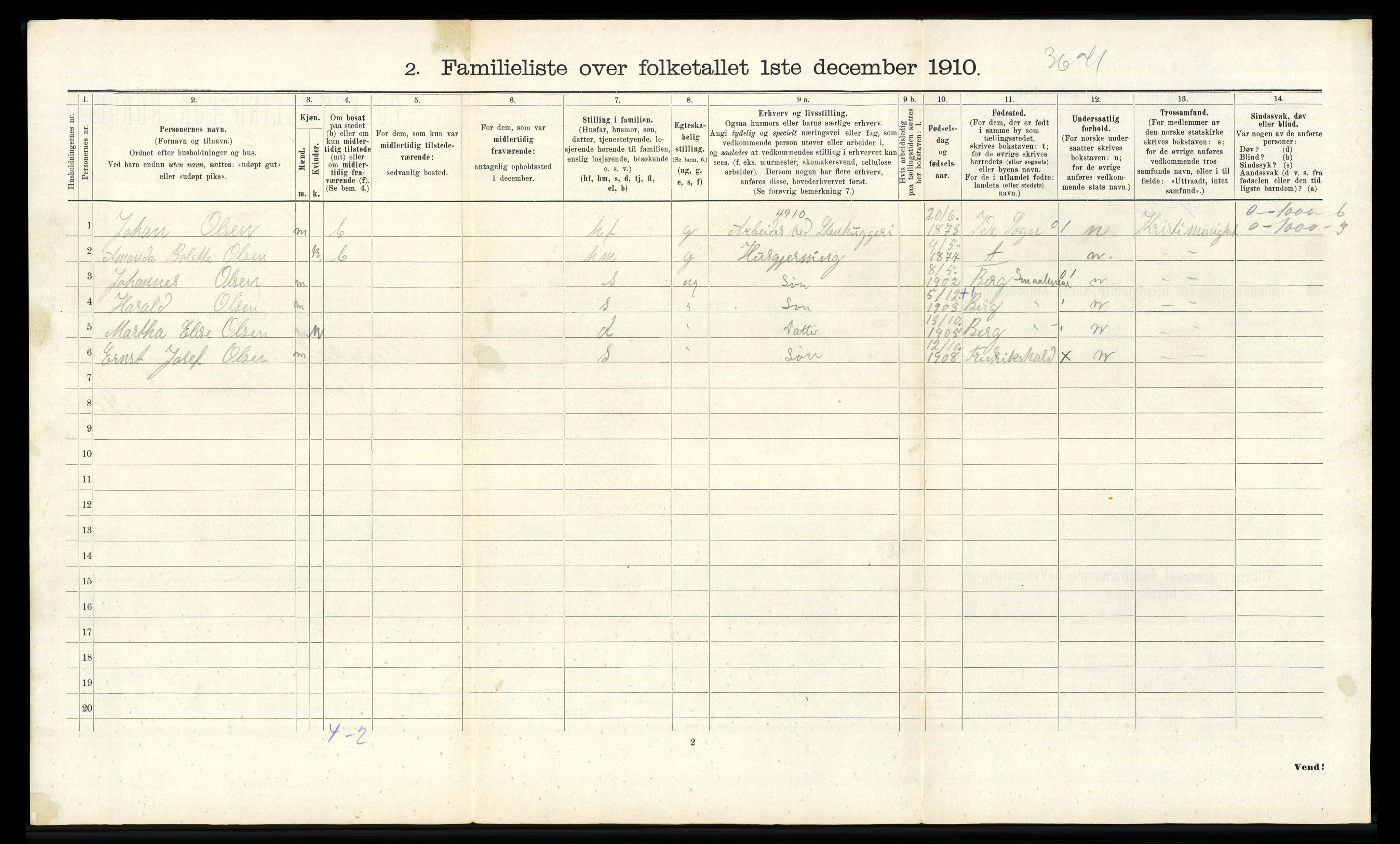 RA, 1910 census for Fredrikshald, 1910, p. 2229