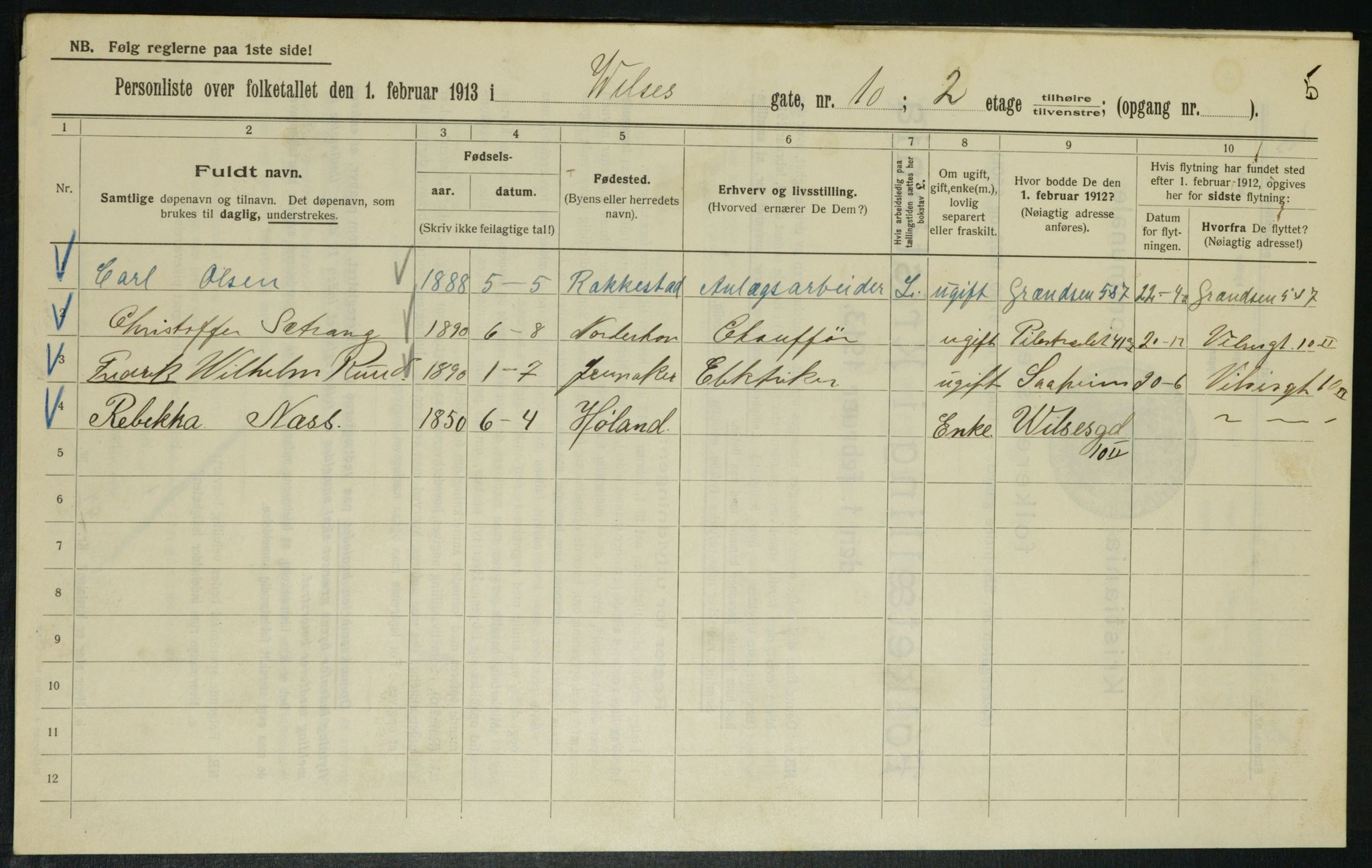 OBA, Municipal Census 1913 for Kristiania, 1913, p. 128383