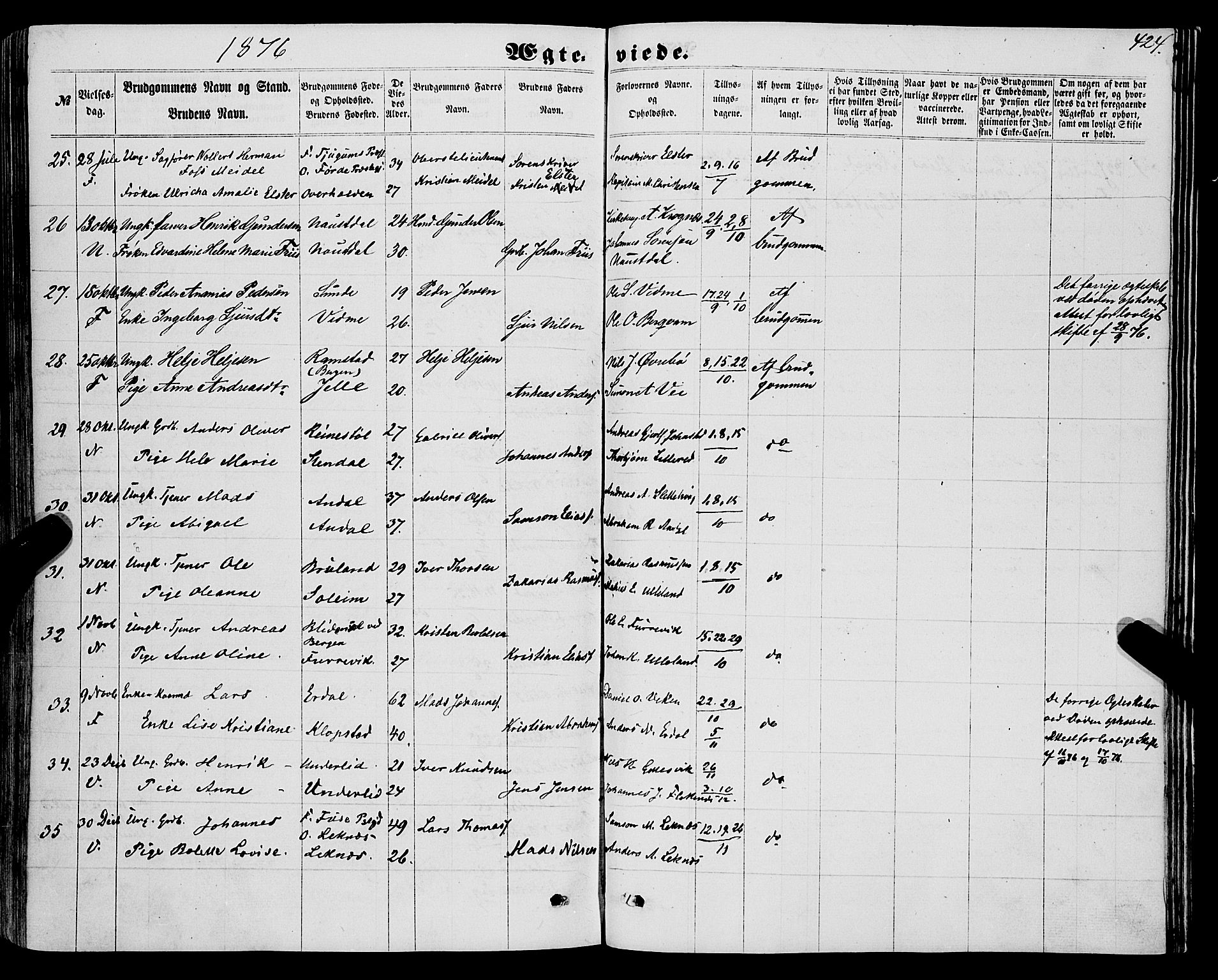 Førde sokneprestembete, SAB/A-79901/H/Haa/Haaa/L0009: Parish register (official) no. A 9, 1861-1877, p. 424