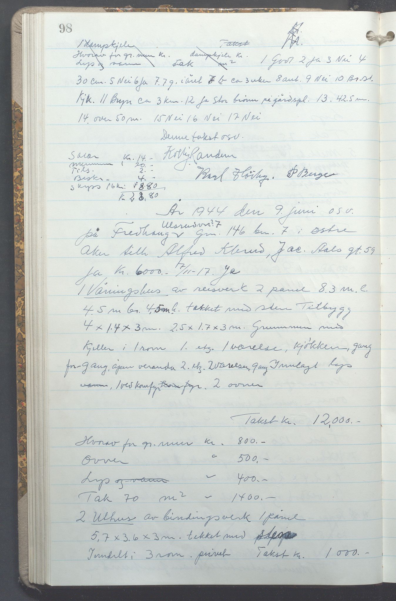 Lensmennene i Aker, OBA/A-10133/F/Fc/L0036: Branntakstprotokoll, 1944-1946, p. 98