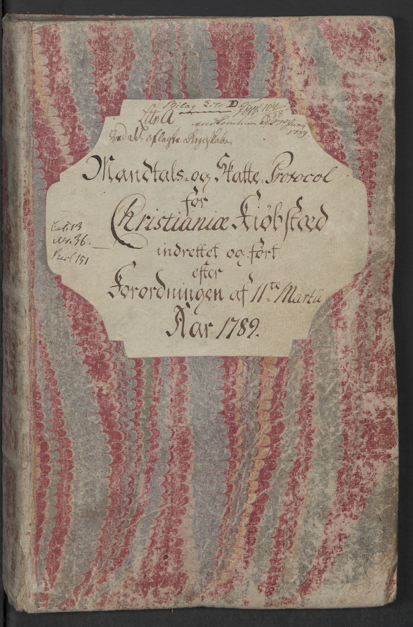 Rentekammeret inntil 1814, Reviderte regnskaper, Mindre regnskaper, RA/EA-4068/Rf/Rfe/L0006: Christiania, 1789, p. 3