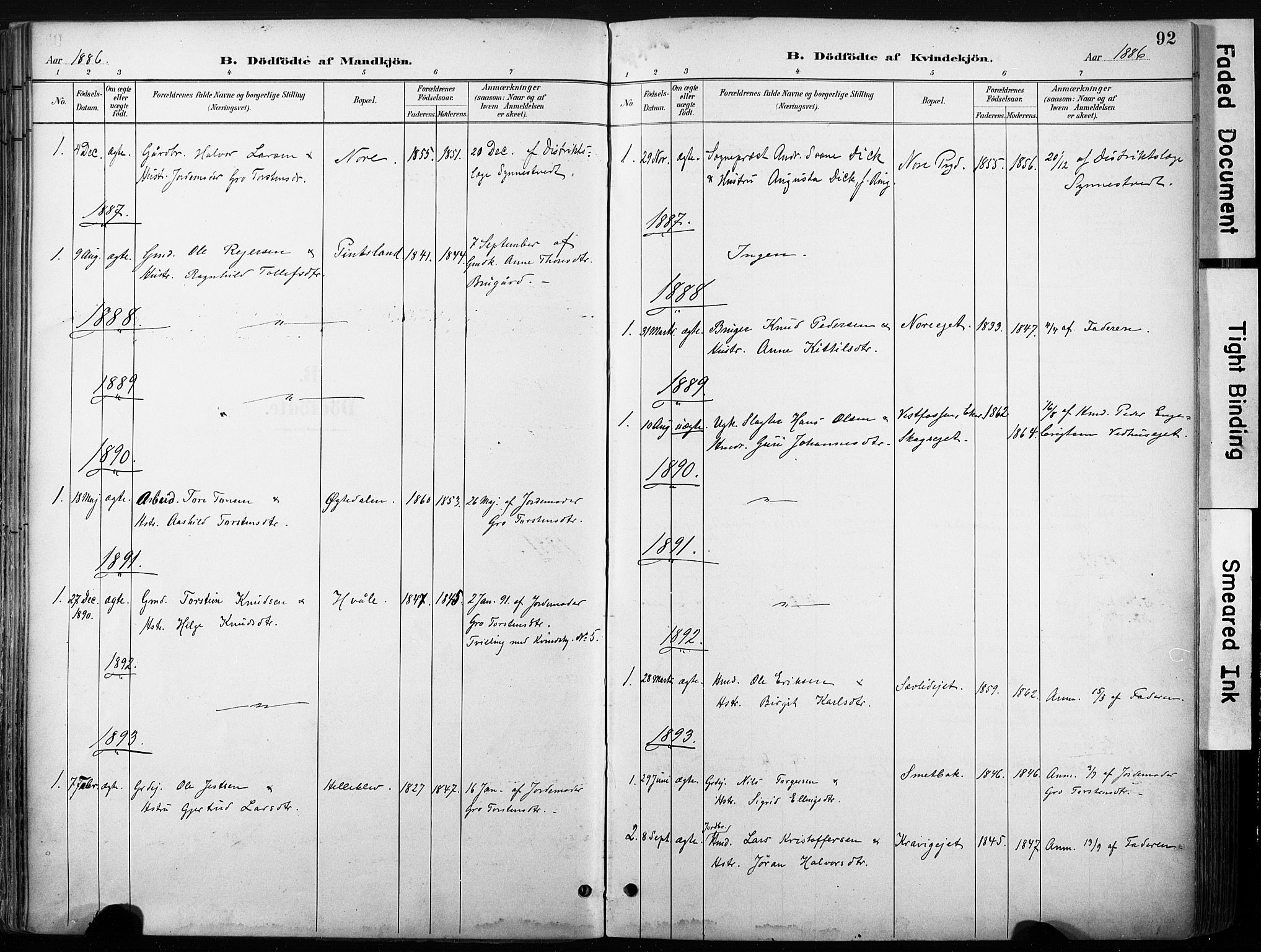 Nore kirkebøker, AV/SAKO-A-238/F/Fb/L0002: Parish register (official) no. II 2, 1886-1906, p. 92