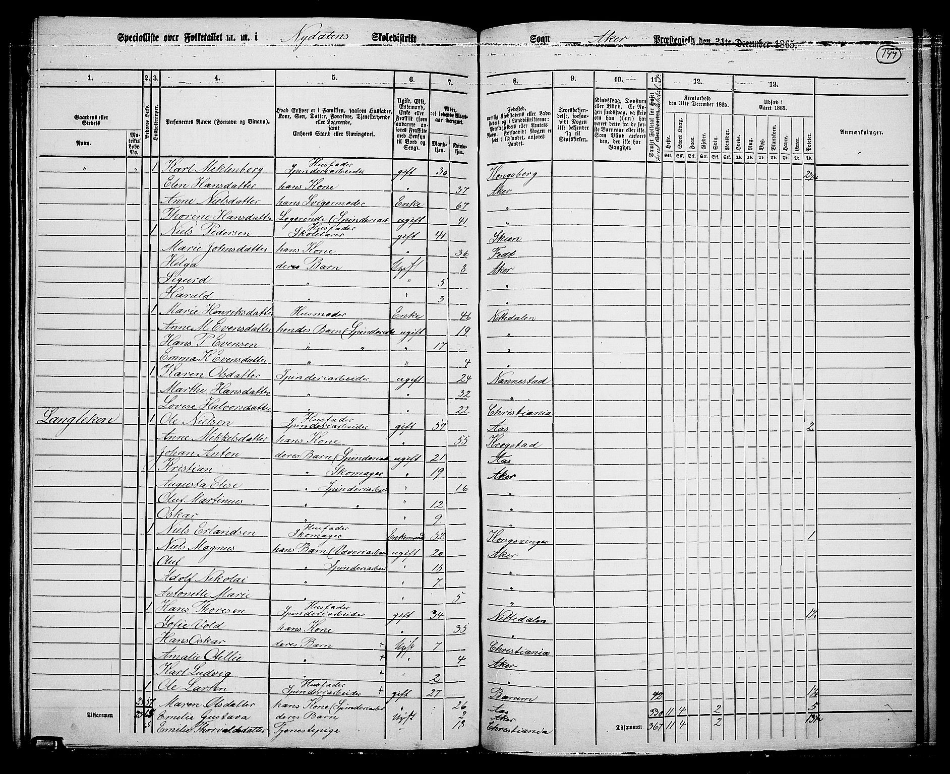 RA, 1865 census for Vestre Aker, 1865, p. 130