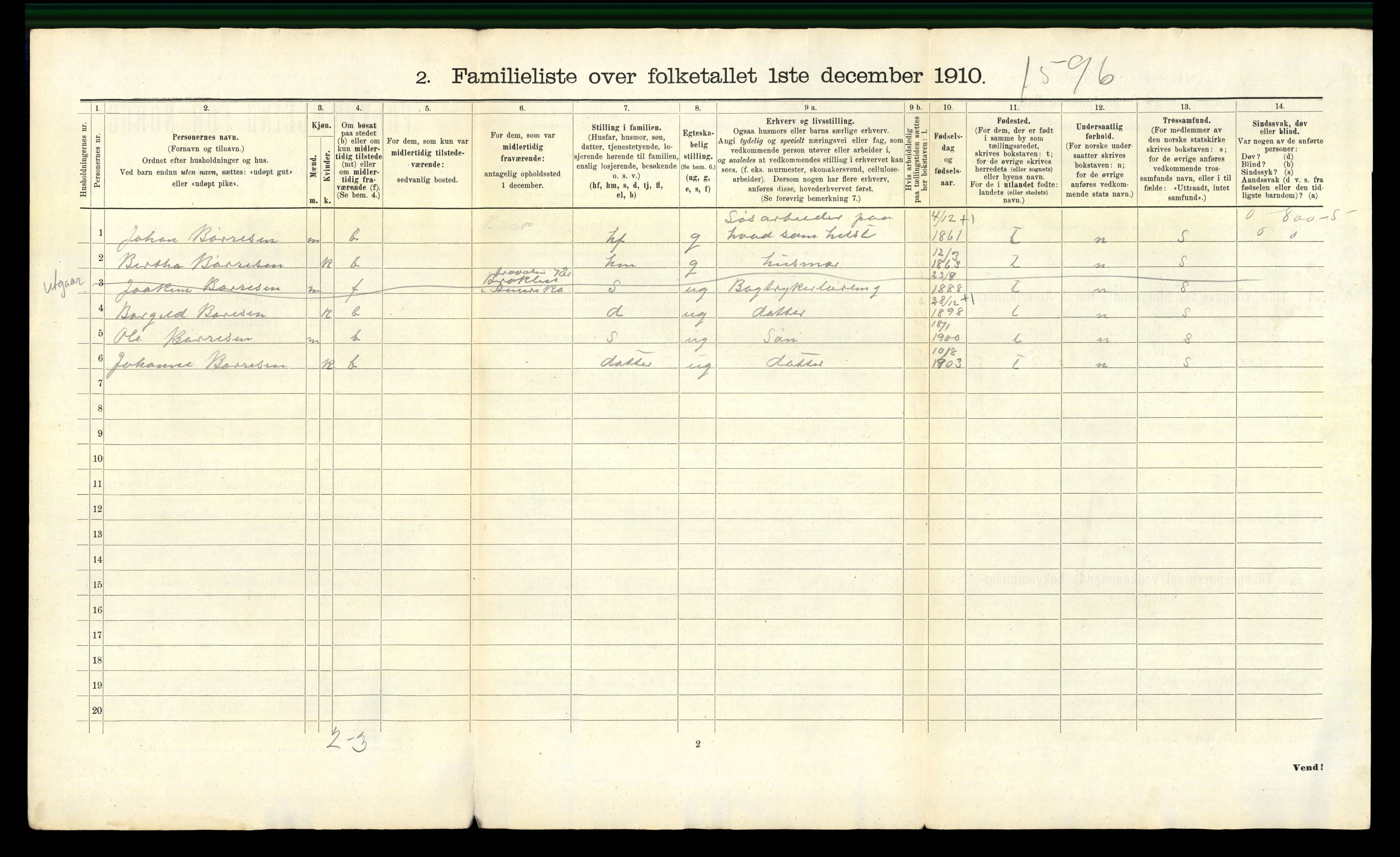 RA, 1910 census for Stavanger, 1910, p. 8511