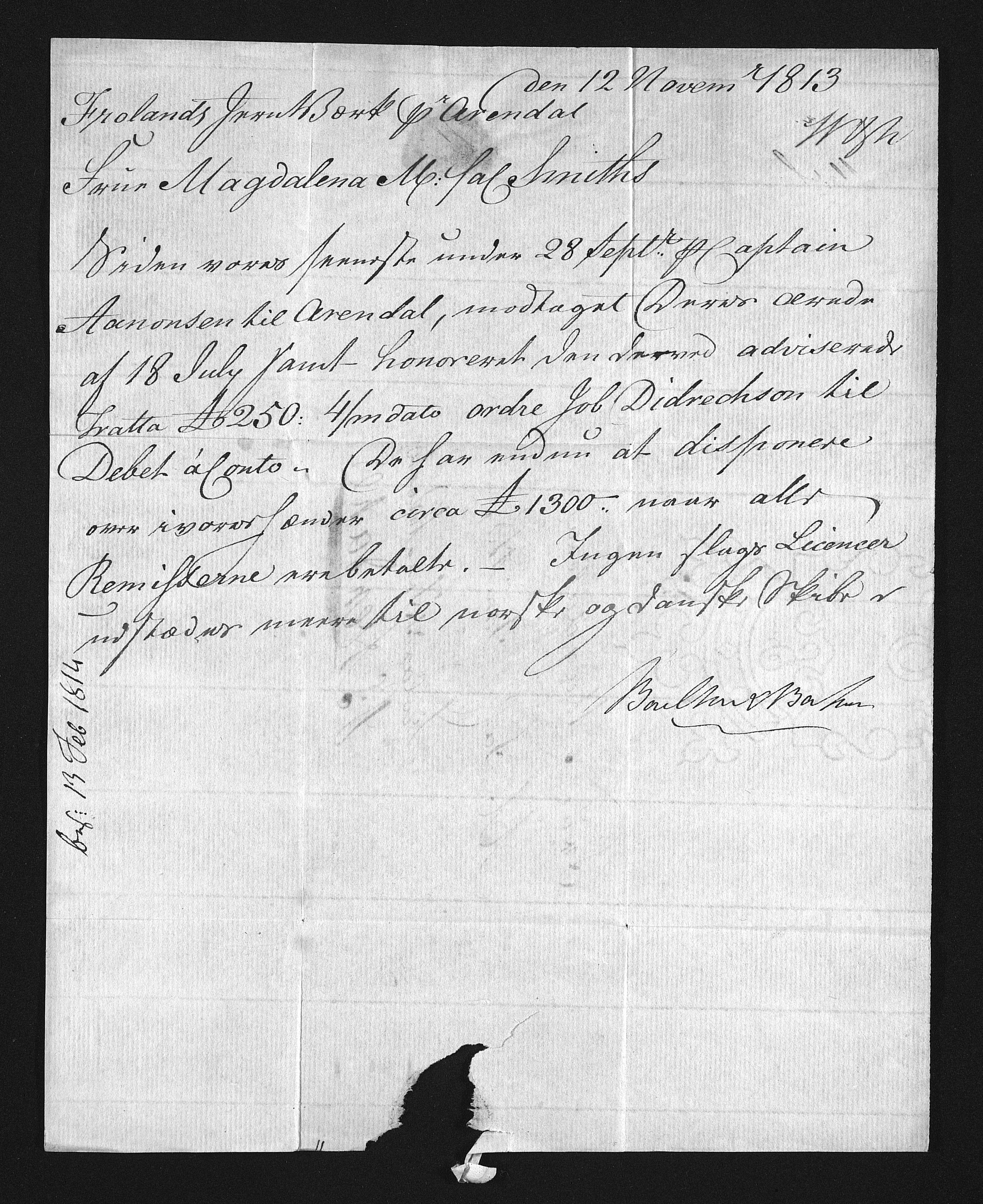 Froland Verk, AAKS/DA-1023/1/02/L0004: Innkomne brev, 1813-1817