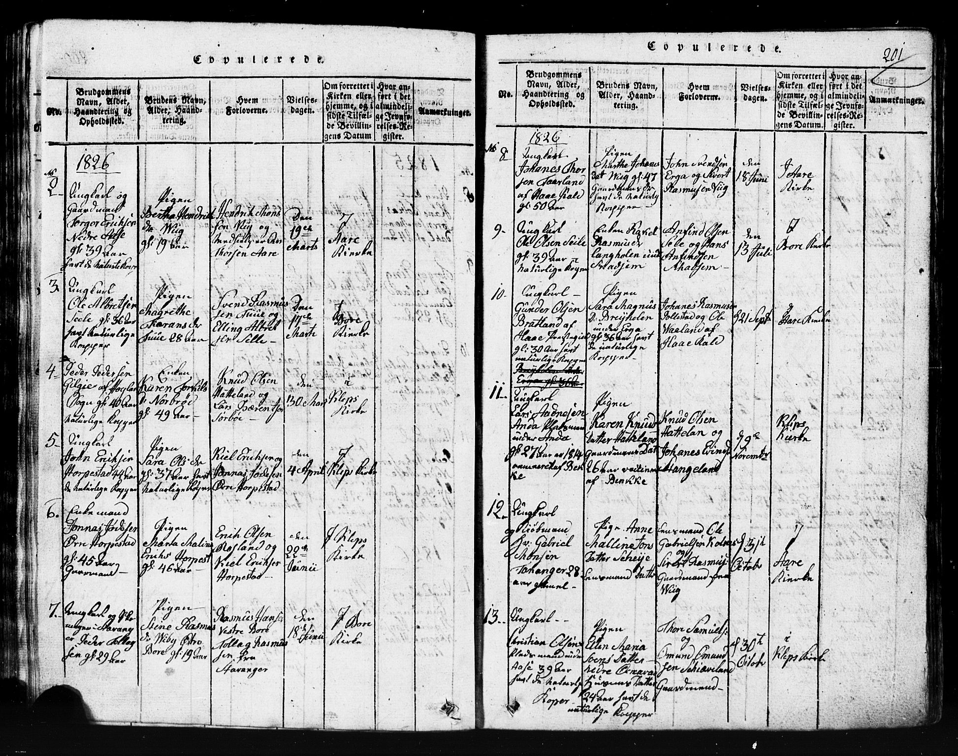 Klepp sokneprestkontor, AV/SAST-A-101803/001/3/30BB/L0001: Parish register (copy) no.  B 1, 1816-1859, p. 201