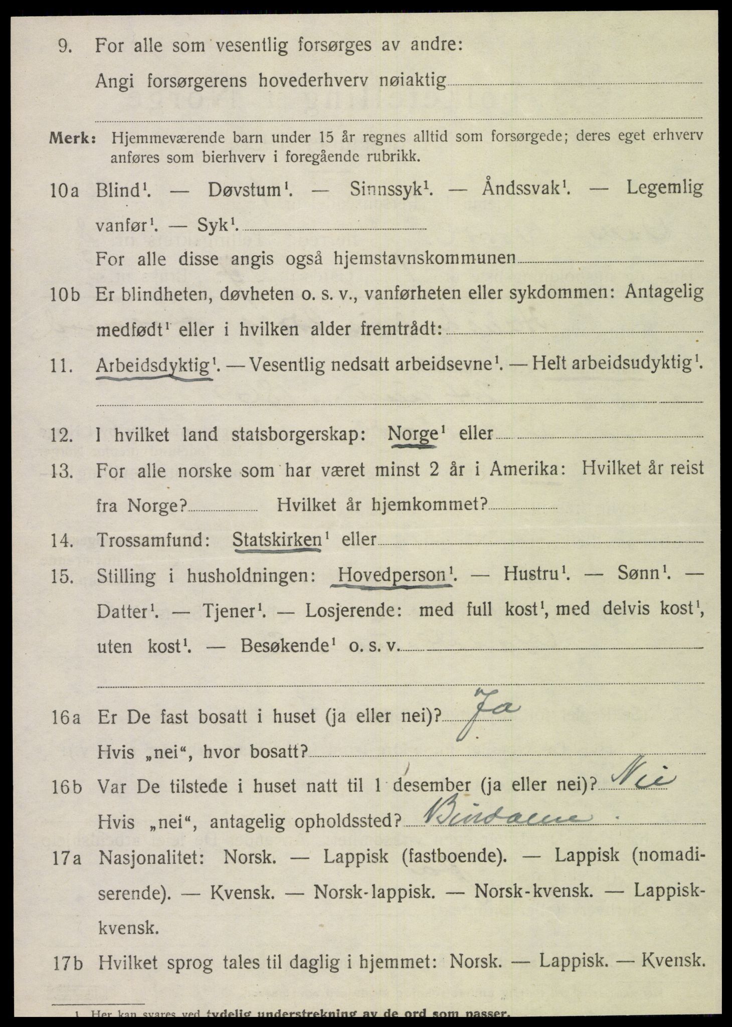 SAT, 1920 census for Vik, 1920, p. 5246