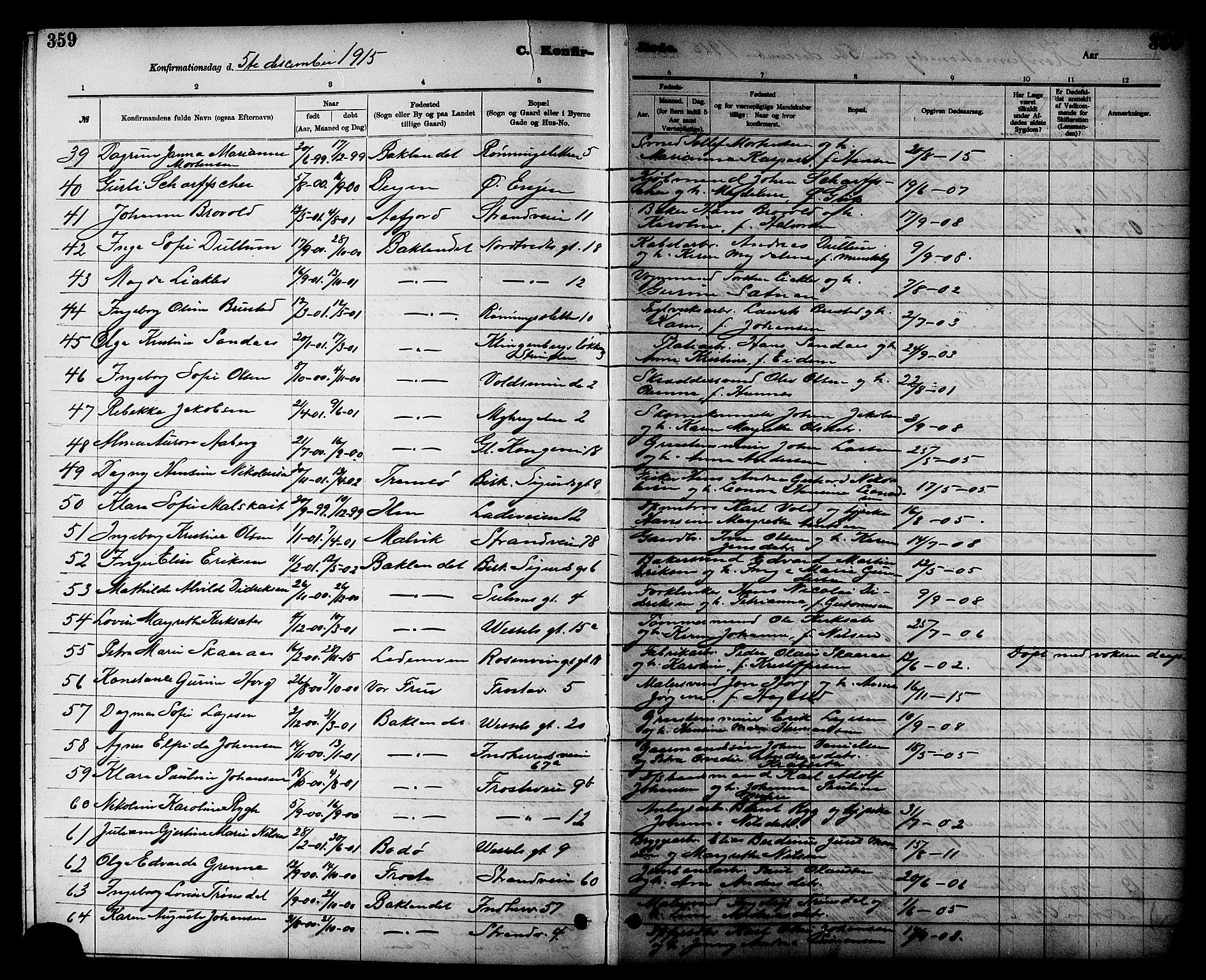 Ministerialprotokoller, klokkerbøker og fødselsregistre - Sør-Trøndelag, SAT/A-1456/605/L0254: Parish register (copy) no. 605C01, 1908-1916, p. 359