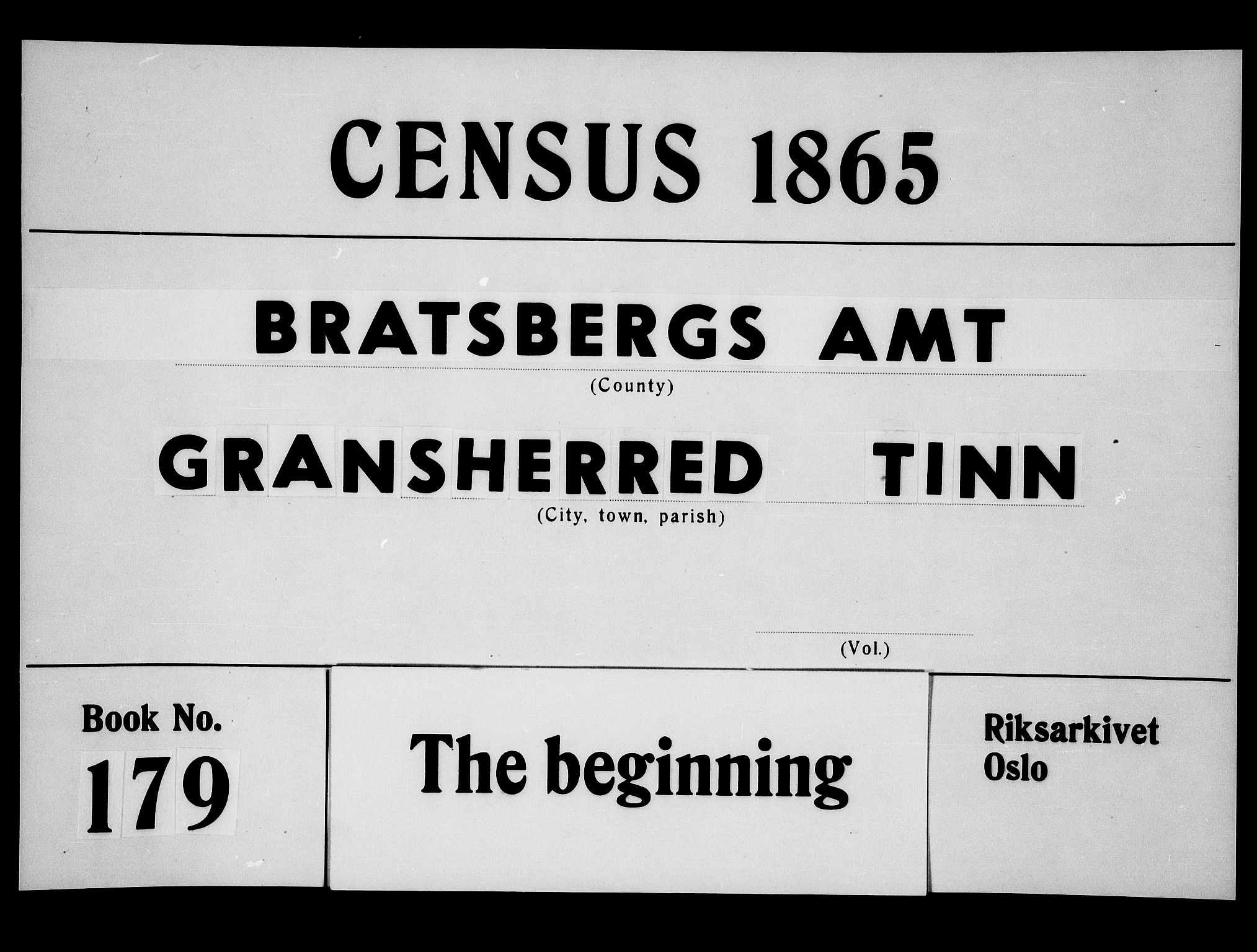 RA, 1865 census for Gransherad, 1865, p. 1