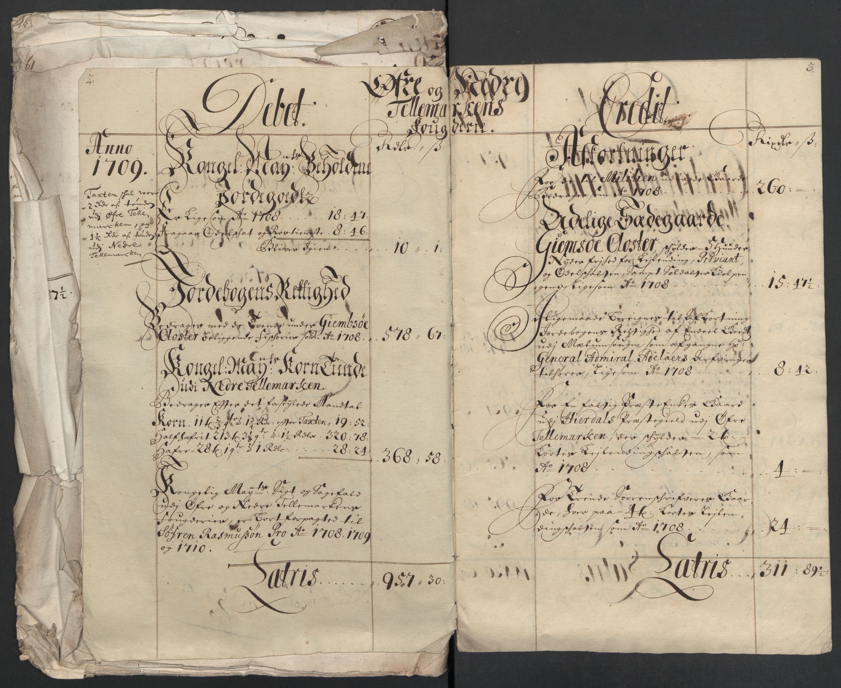 Rentekammeret inntil 1814, Reviderte regnskaper, Fogderegnskap, AV/RA-EA-4092/R36/L2118: Fogderegnskap Øvre og Nedre Telemark og Bamble, 1708-1709, p. 164