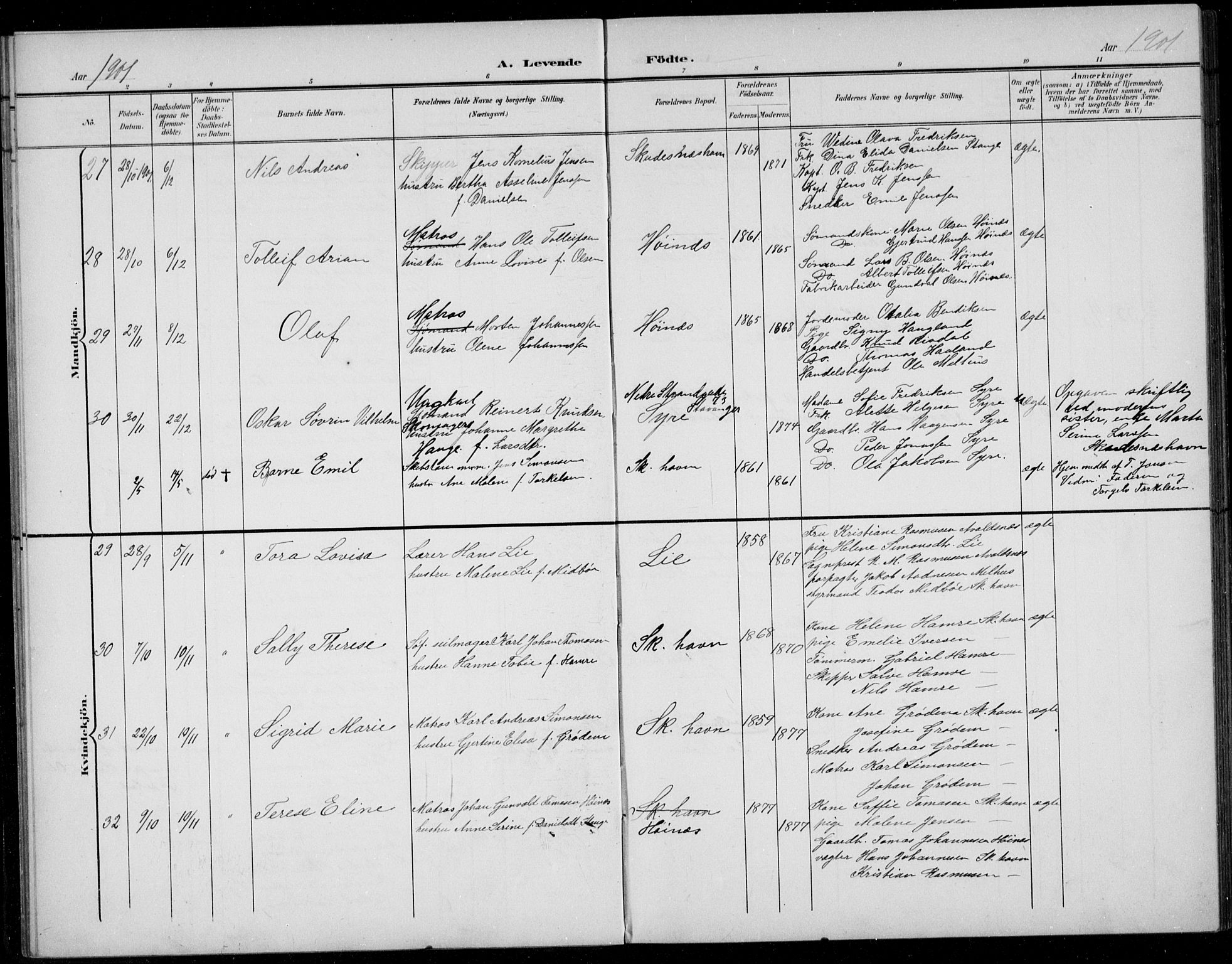 Skudenes sokneprestkontor, AV/SAST-A -101849/H/Ha/Hab/L0008: Parish register (copy) no. B 8, 1900-1937