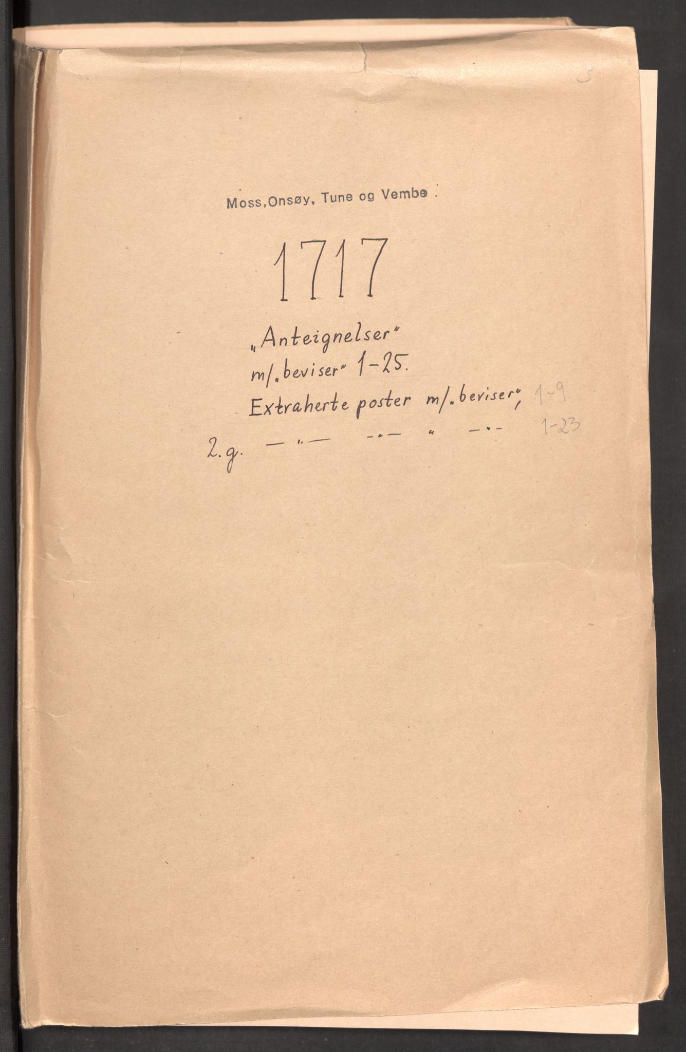 Rentekammeret inntil 1814, Reviderte regnskaper, Fogderegnskap, RA/EA-4092/R04/L0142: Fogderegnskap Moss, Onsøy, Tune, Veme og Åbygge, 1717, p. 2