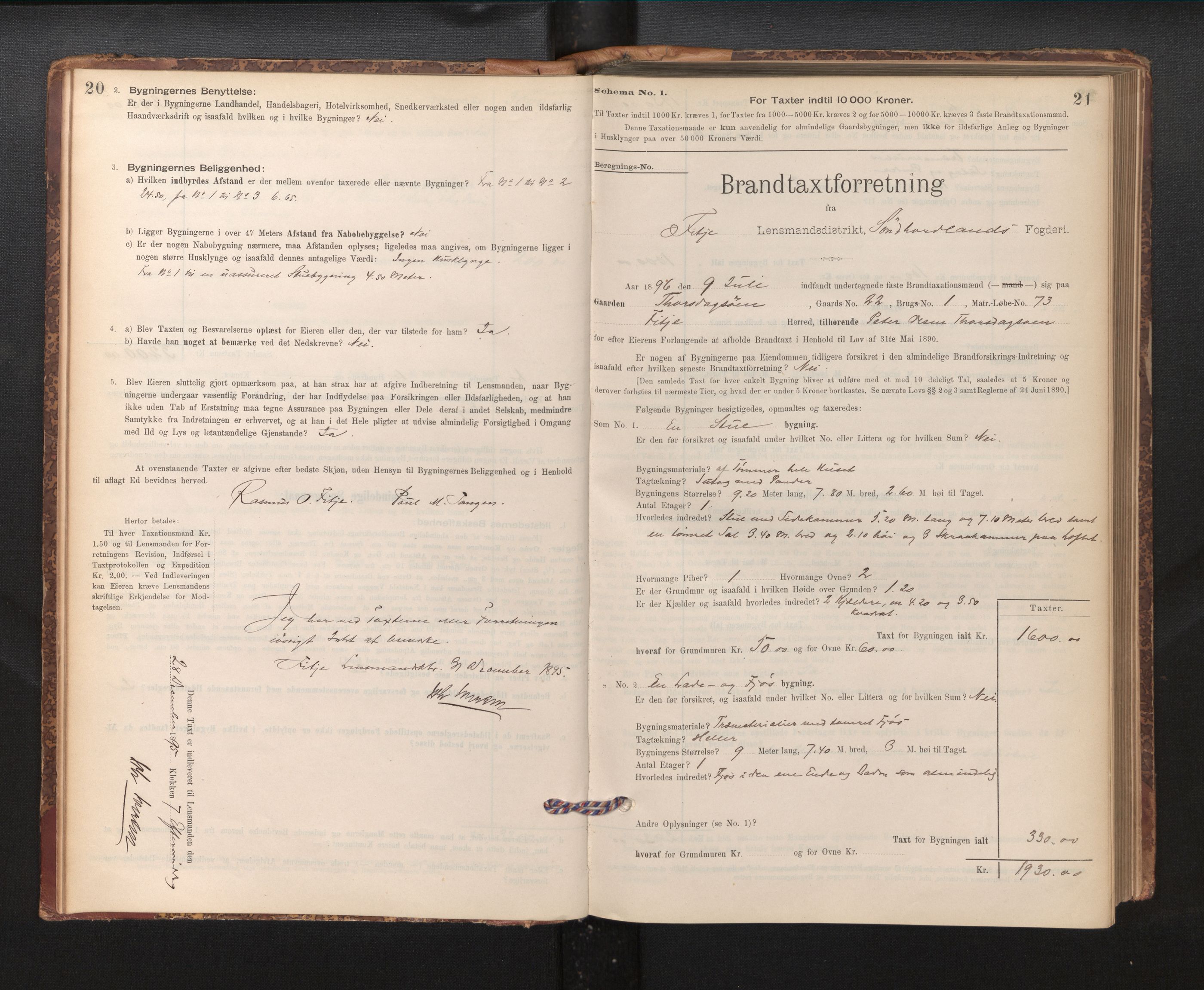 Lensmannen i Fitjar, SAB/A-32001/0012/L0001: Branntakstprotokoll, skjematakst, 1895-1948, p. 20-21