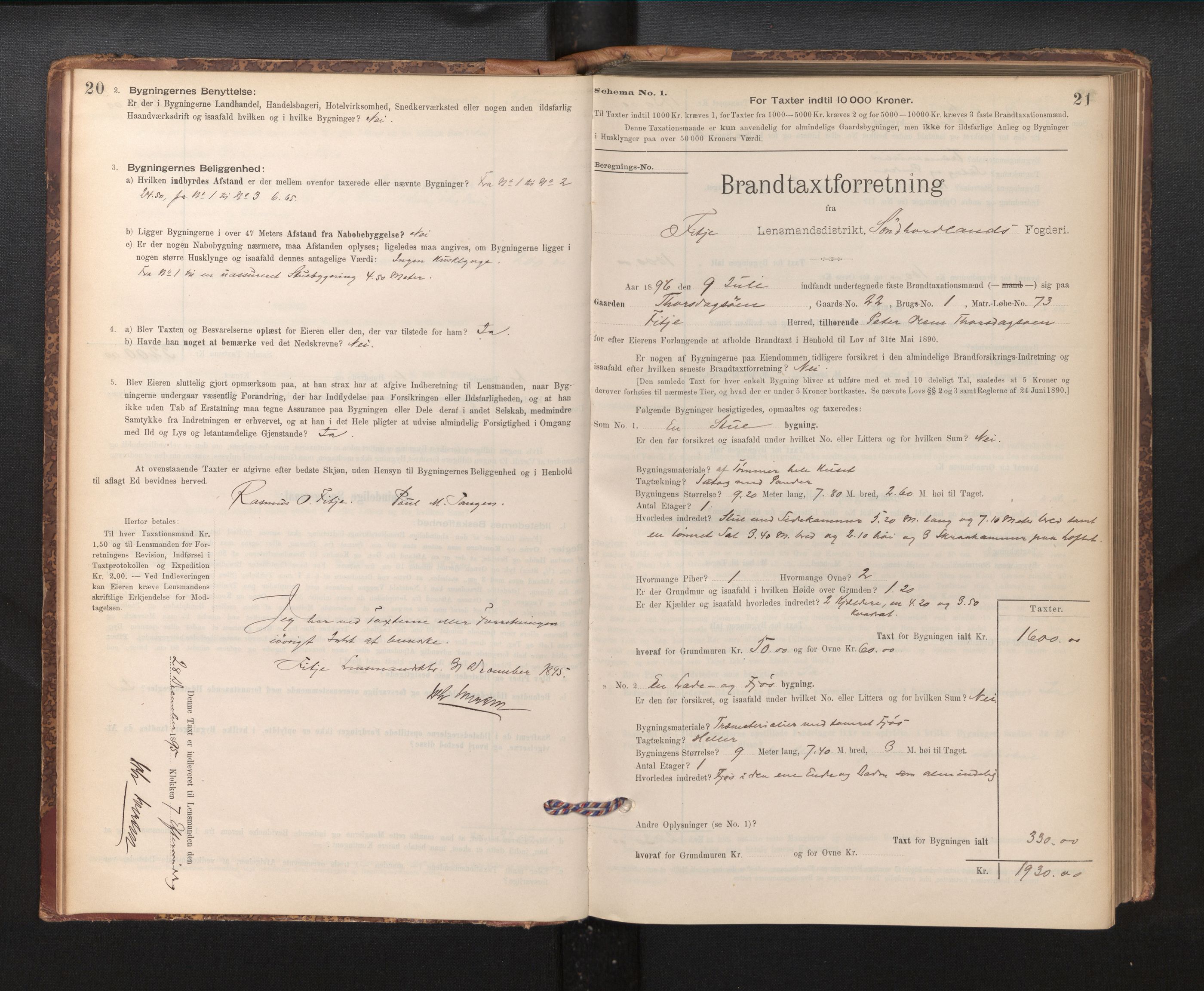 Lensmannen i Fitjar, AV/SAB-A-32001/0012/L0001: Branntakstprotokoll, skjematakst, 1895-1948, p. 20-21