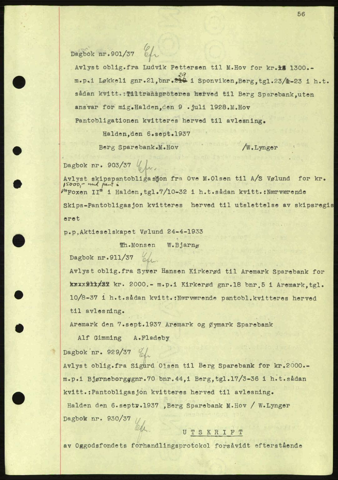 Idd og Marker sorenskriveri, AV/SAO-A-10283/G/Gb/Gbc/L0001: Mortgage book no. B1-3, 1936-1939, Diary no: : 901/1937