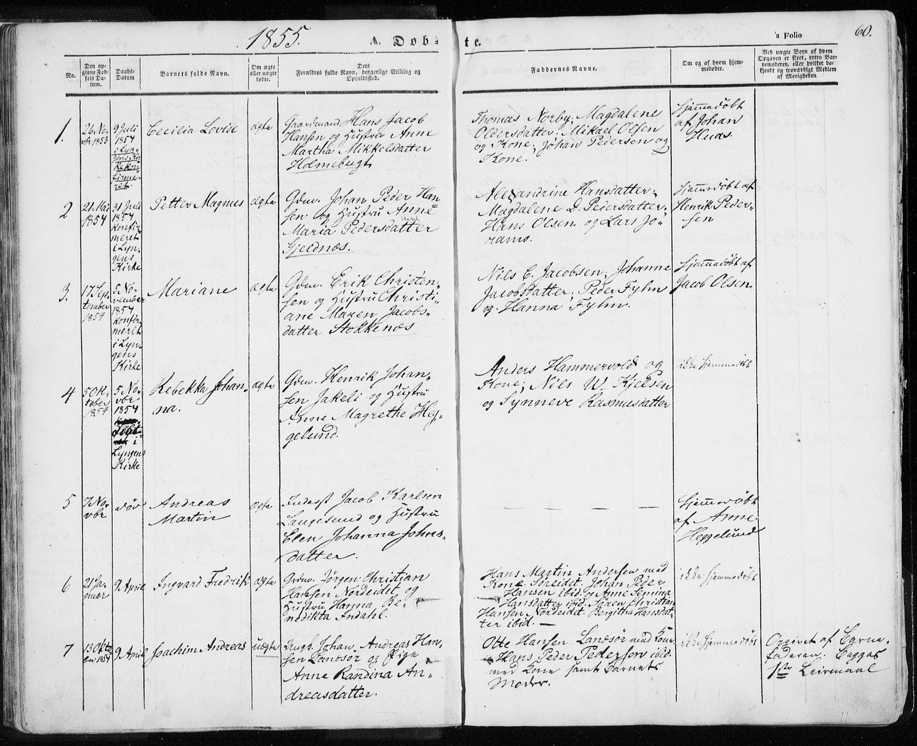 Karlsøy sokneprestembete, SATØ/S-1299/H/Ha/Haa/L0003kirke: Parish register (official) no. 3, 1843-1860, p. 60