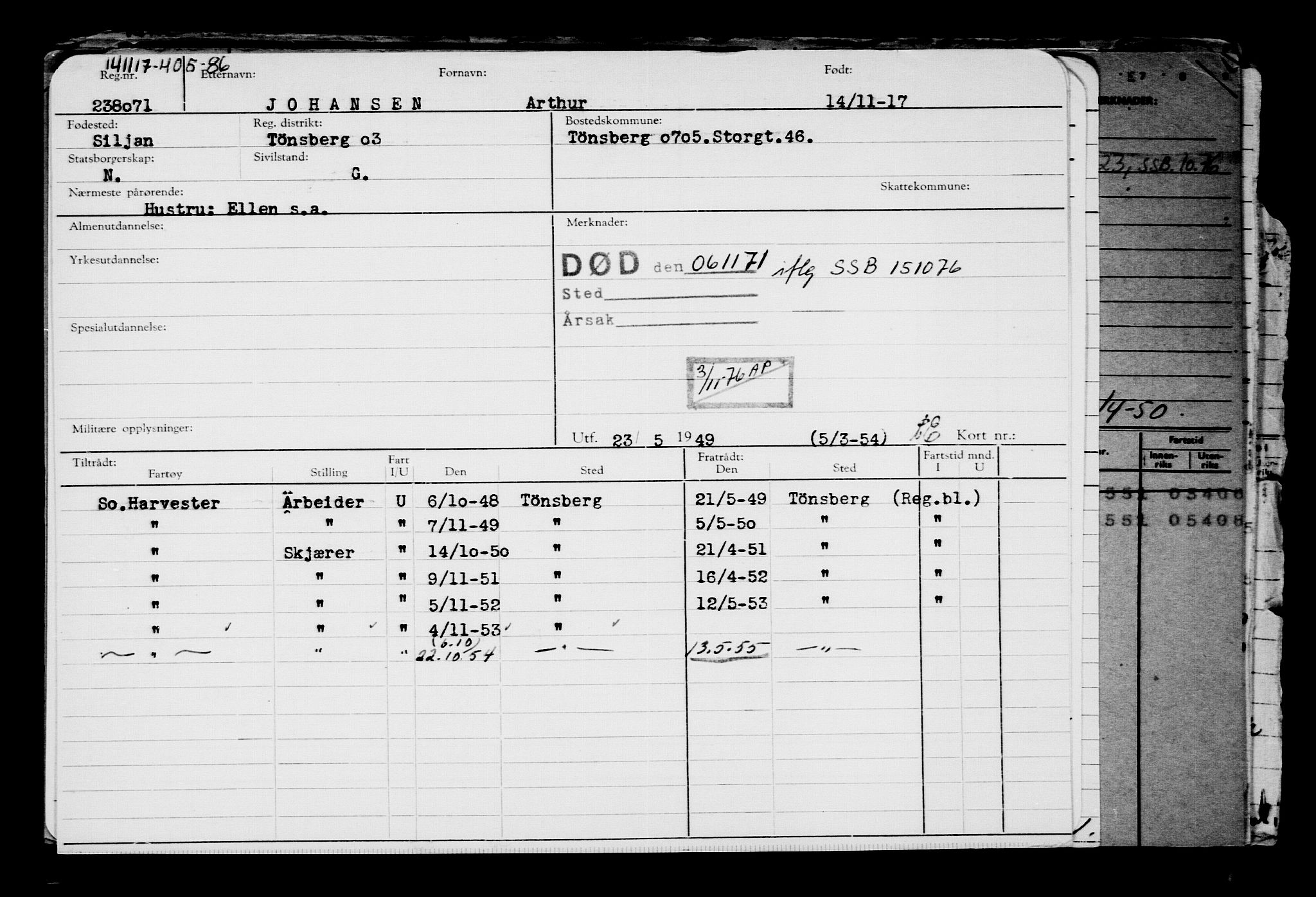 Direktoratet for sjømenn, AV/RA-S-3545/G/Gb/L0153: Hovedkort, 1917, p. 233