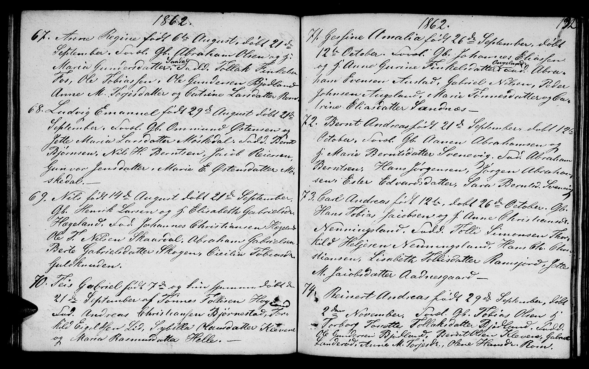 Lyngdal sokneprestkontor, AV/SAK-1111-0029/F/Fb/Fbc/L0002: Parish register (copy) no. B 2, 1849-1864, p. 132