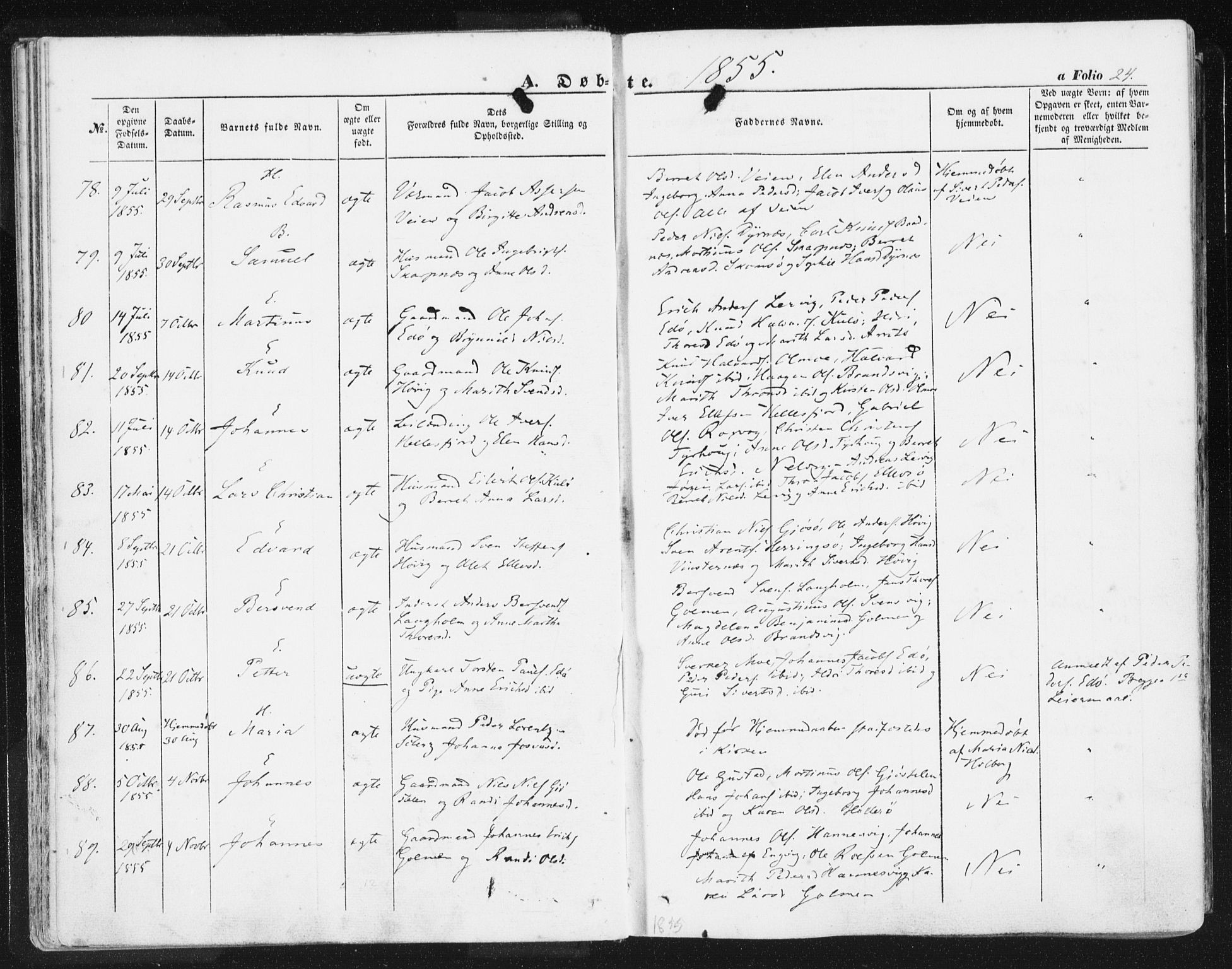 Ministerialprotokoller, klokkerbøker og fødselsregistre - Møre og Romsdal, SAT/A-1454/581/L0937: Parish register (official) no. 581A05, 1853-1872, p. 24
