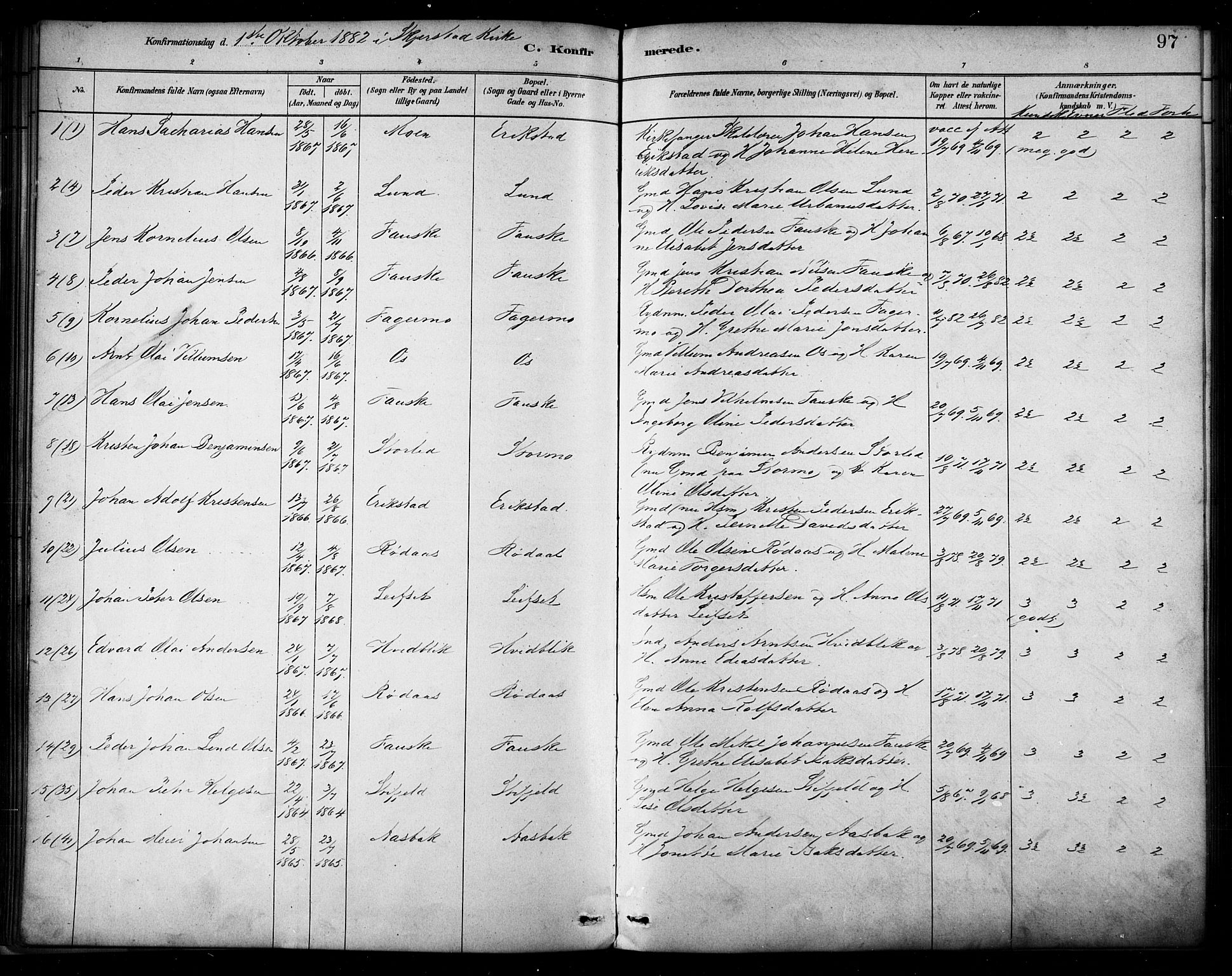 Ministerialprotokoller, klokkerbøker og fødselsregistre - Nordland, AV/SAT-A-1459/849/L0689: Parish register (official) no. 849A01, 1879-1889, p. 97