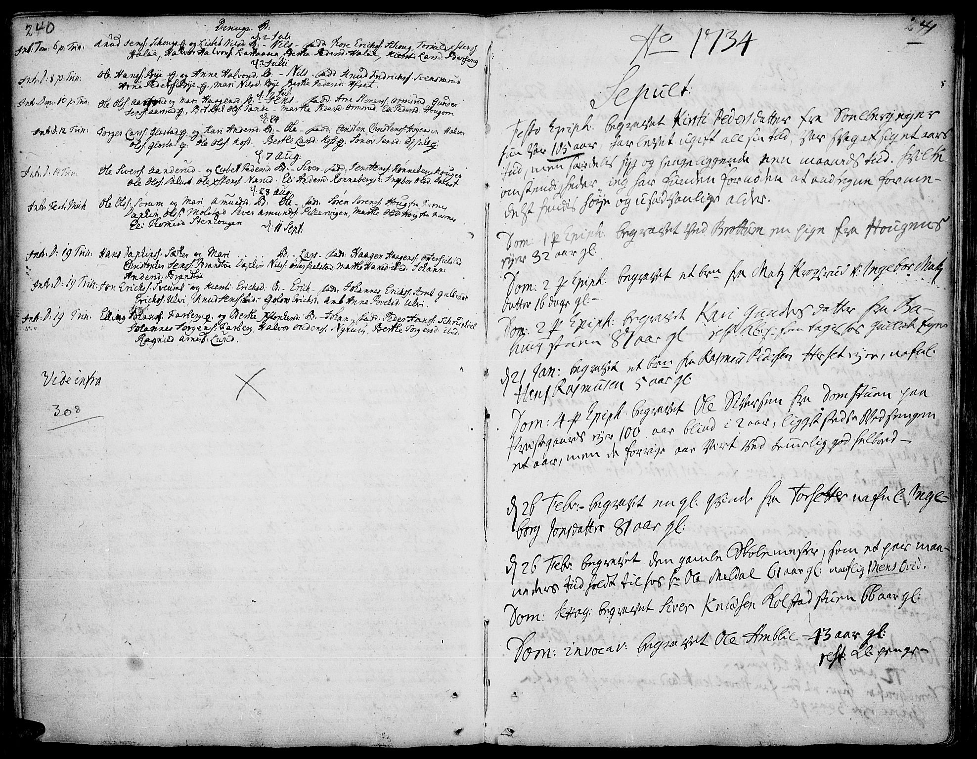 Ringsaker prestekontor, SAH/PREST-014/K/Ka/L0001: Parish register (official) no. 1, 1734-1746, p. 240-241