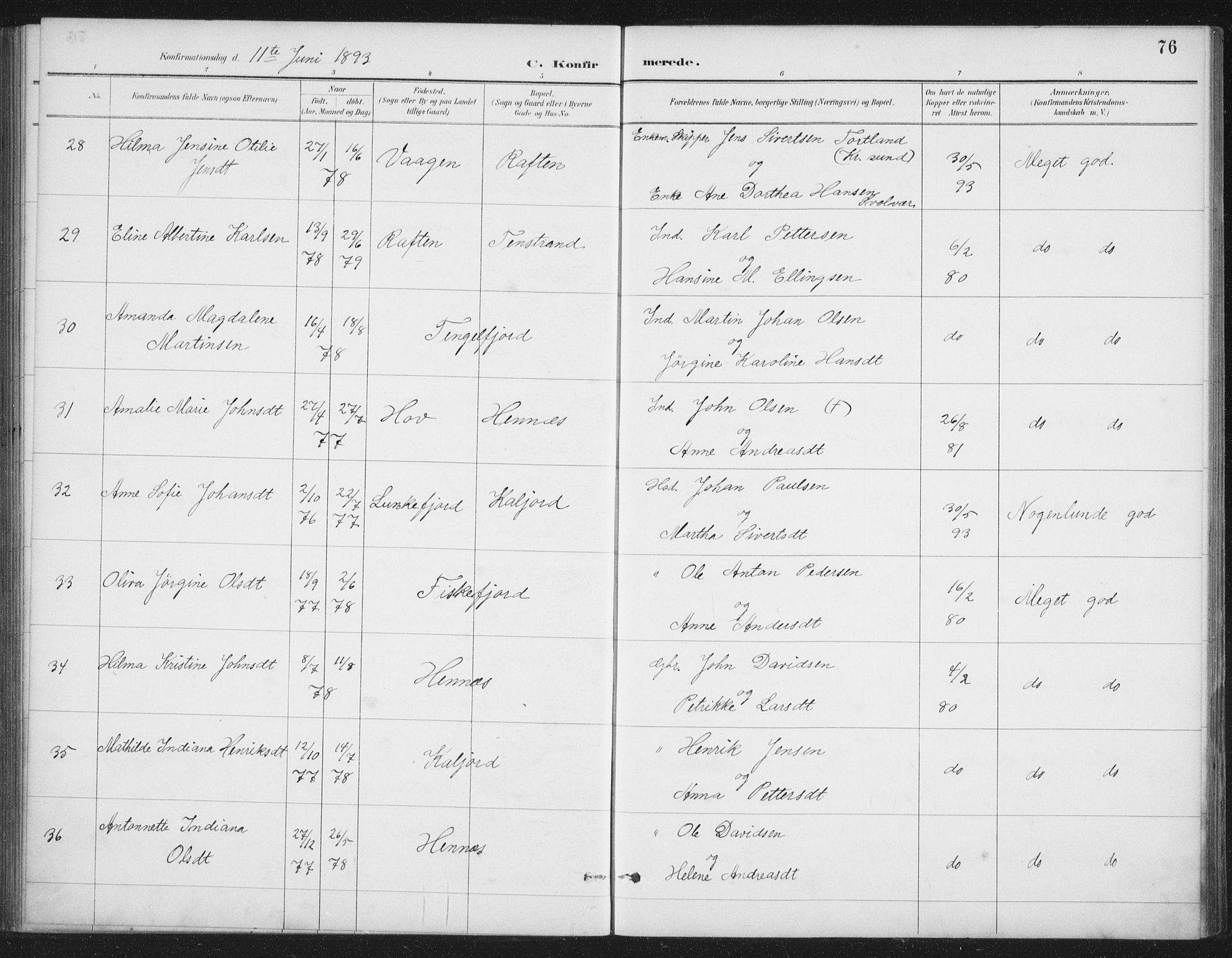 Ministerialprotokoller, klokkerbøker og fødselsregistre - Nordland, AV/SAT-A-1459/888/L1245: Parish register (official) no. 888A11, 1888-1900, p. 76