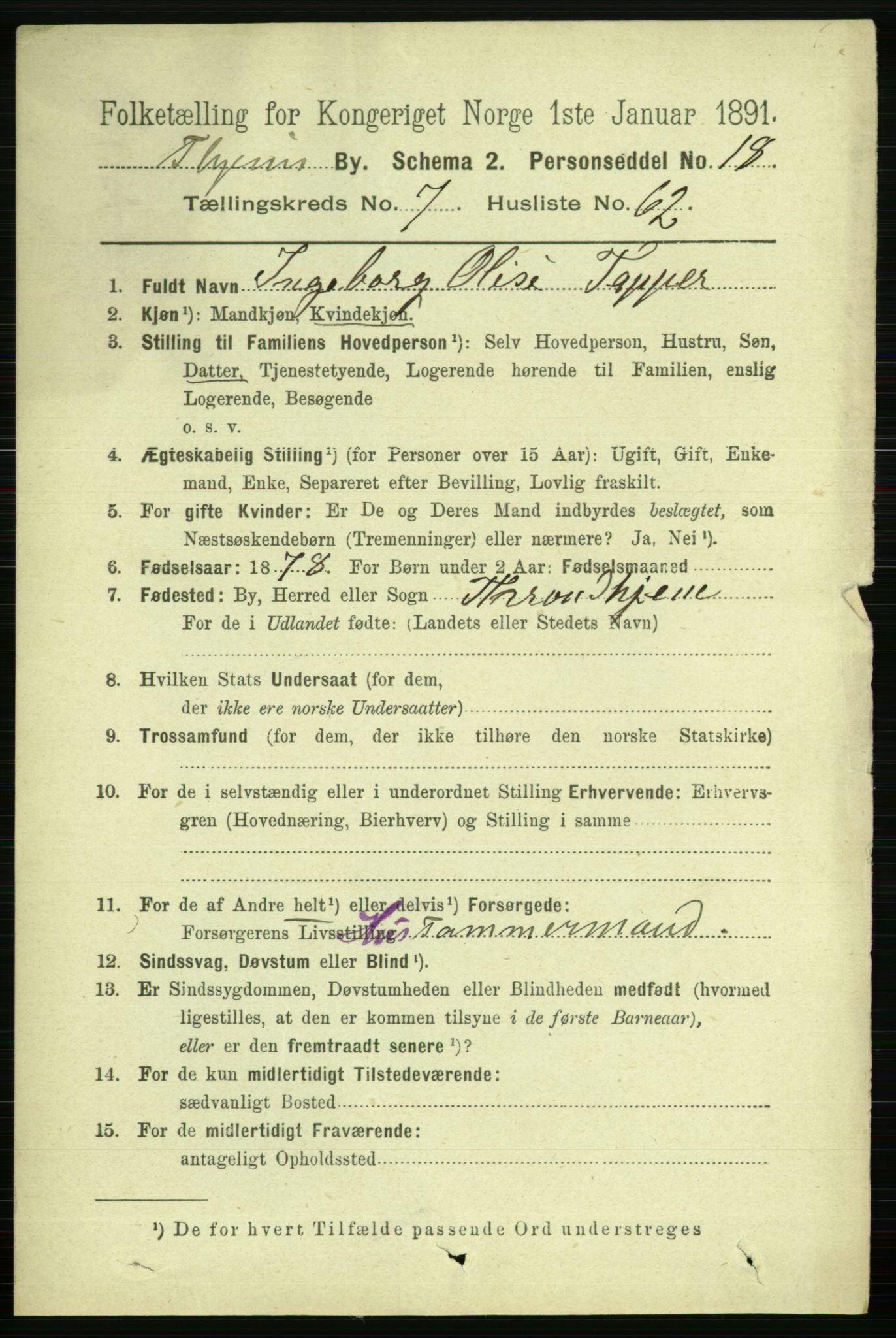 RA, 1891 census for 1601 Trondheim, 1891, p. 6720