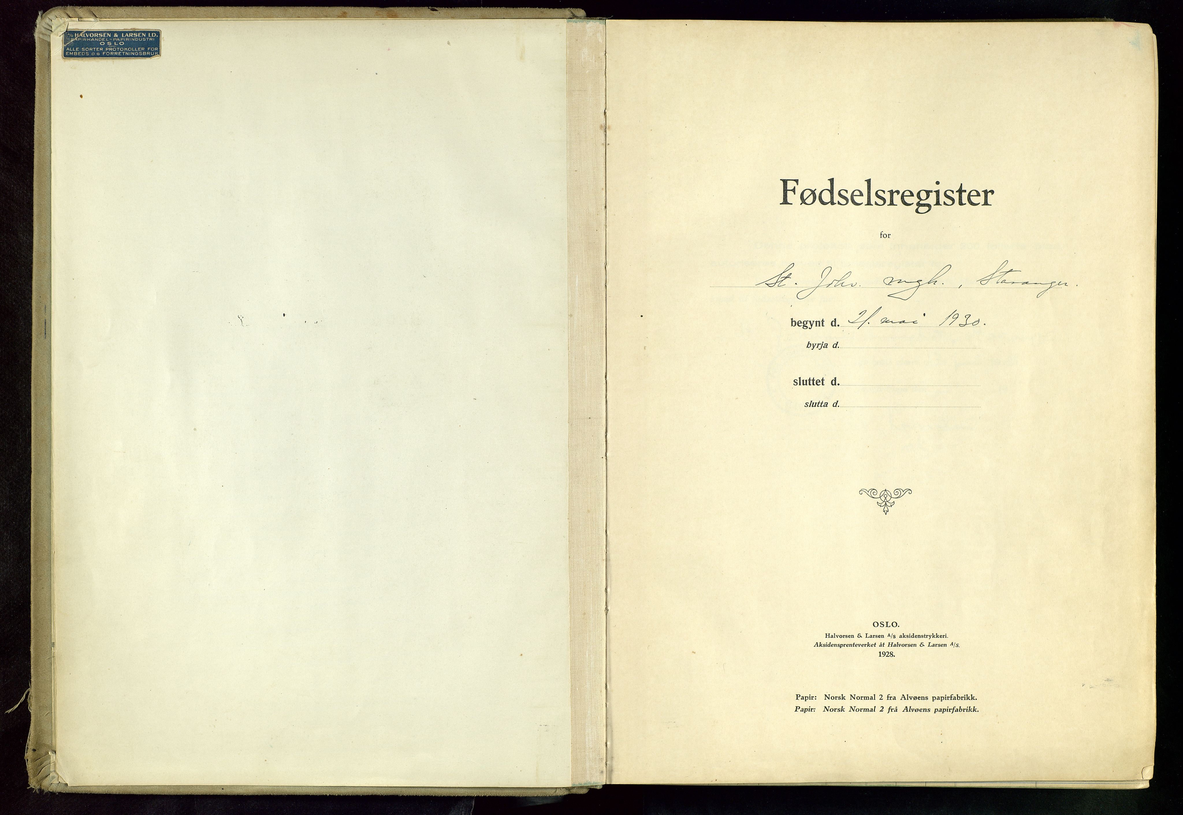 St. Johannes sokneprestkontor, SAST/A-101814/002/A/L0004: Birth register no. 4, 1930-1938