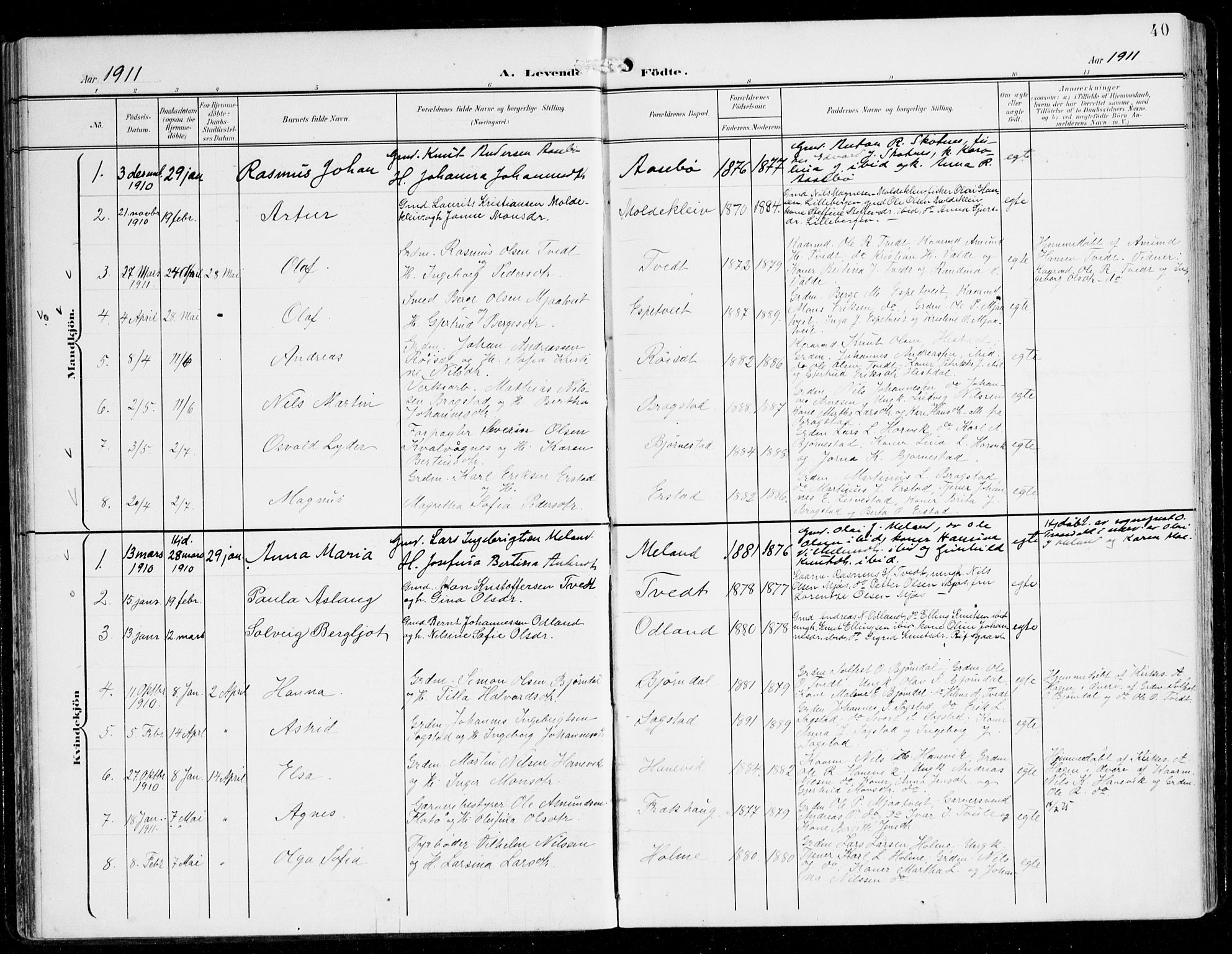 Alversund Sokneprestembete, AV/SAB-A-73901/H/Ha/Haa/Haac/L0002: Parish register (official) no. C 2, 1901-1921, p. 40