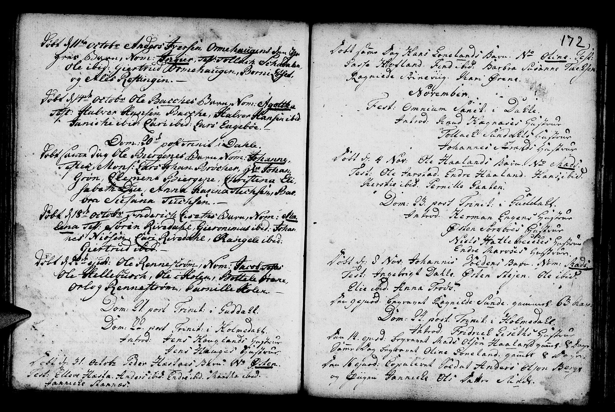 Fjaler sokneprestembete, AV/SAB-A-79801/H/Haa/Haaa/L0001: Parish register (official) no. A 1, 1755-1778, p. 172