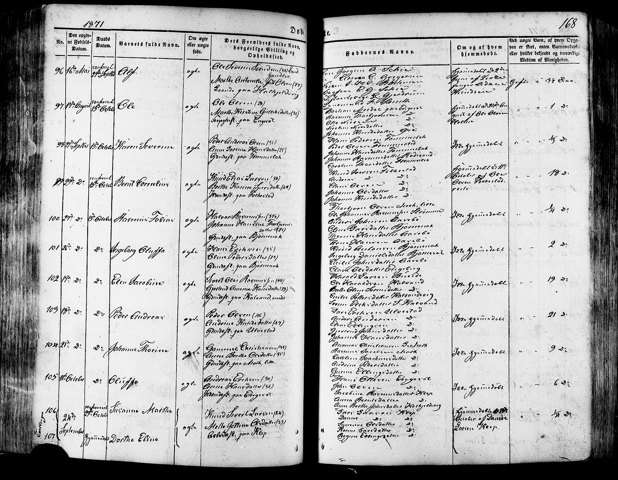 Ministerialprotokoller, klokkerbøker og fødselsregistre - Møre og Romsdal, SAT/A-1454/511/L0140: Parish register (official) no. 511A07, 1851-1878, p. 168