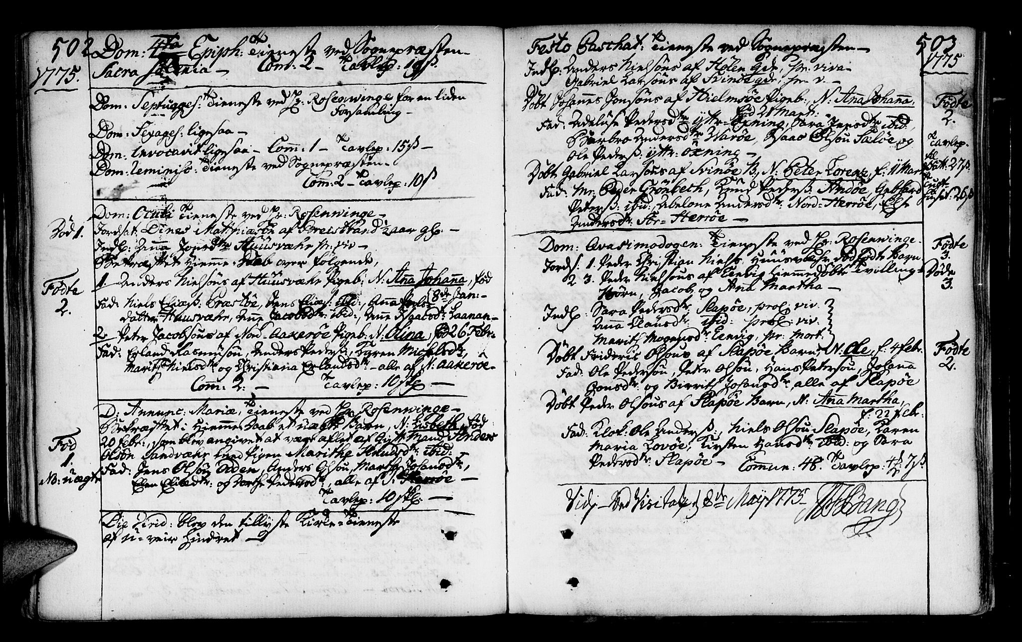 Ministerialprotokoller, klokkerbøker og fødselsregistre - Nordland, SAT/A-1459/817/L0260: Parish register (official) no. 817A02 /2, 1768-1776, p. 502-503