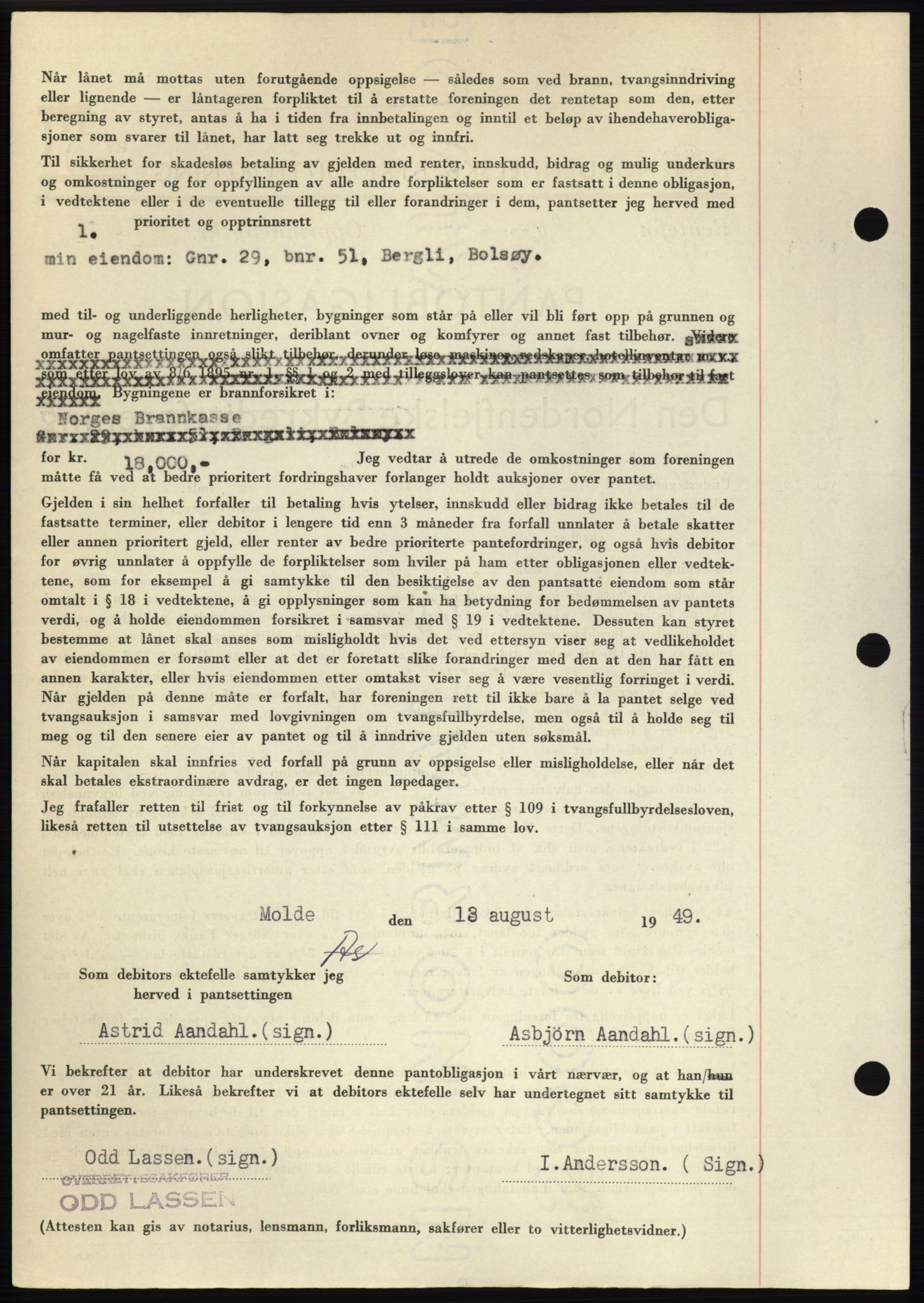 Romsdal sorenskriveri, AV/SAT-A-4149/1/2/2C: Mortgage book no. B4, 1948-1949, Diary no: : 2246/1949