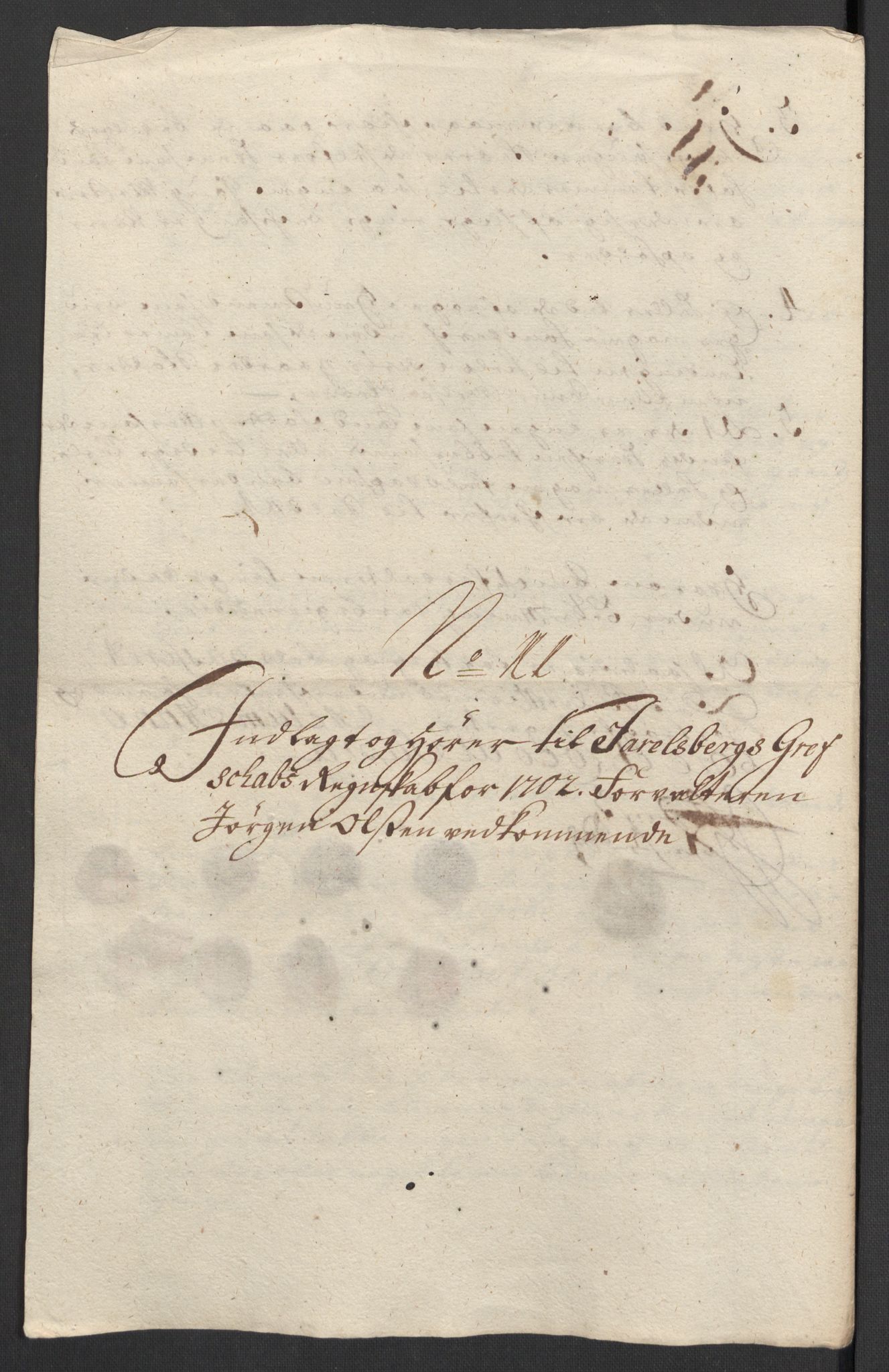 Rentekammeret inntil 1814, Reviderte regnskaper, Fogderegnskap, RA/EA-4092/R32/L1870: Fogderegnskap Jarlsberg grevskap, 1702, p. 159