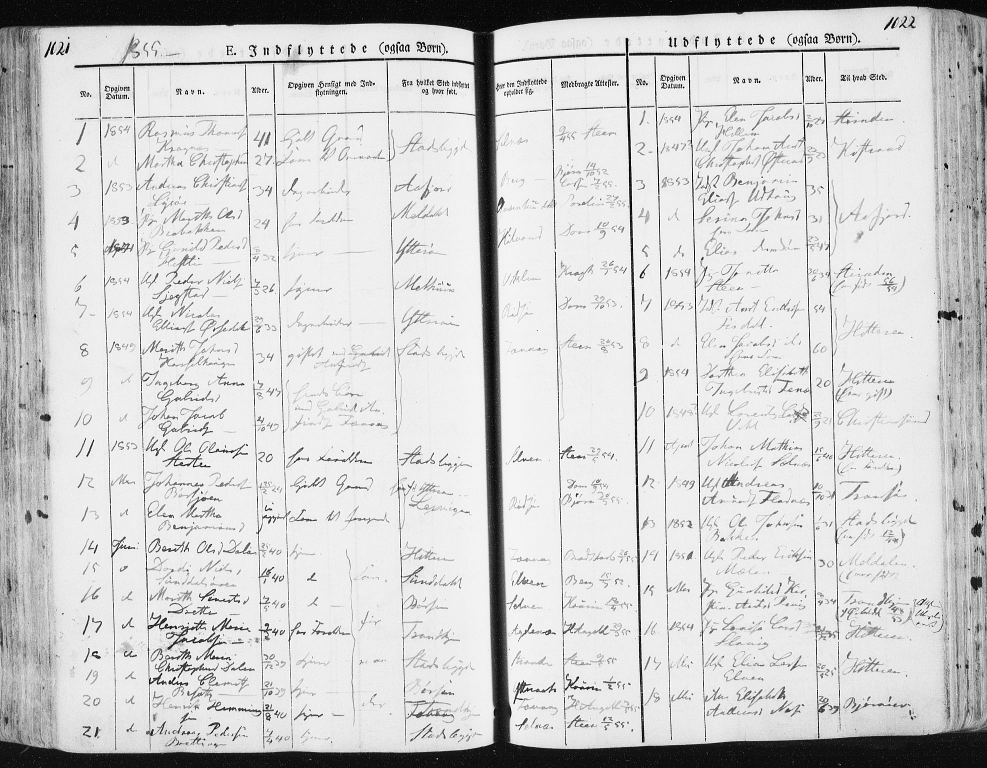 Ministerialprotokoller, klokkerbøker og fødselsregistre - Sør-Trøndelag, SAT/A-1456/659/L0736: Parish register (official) no. 659A06, 1842-1856, p. 1021-1022