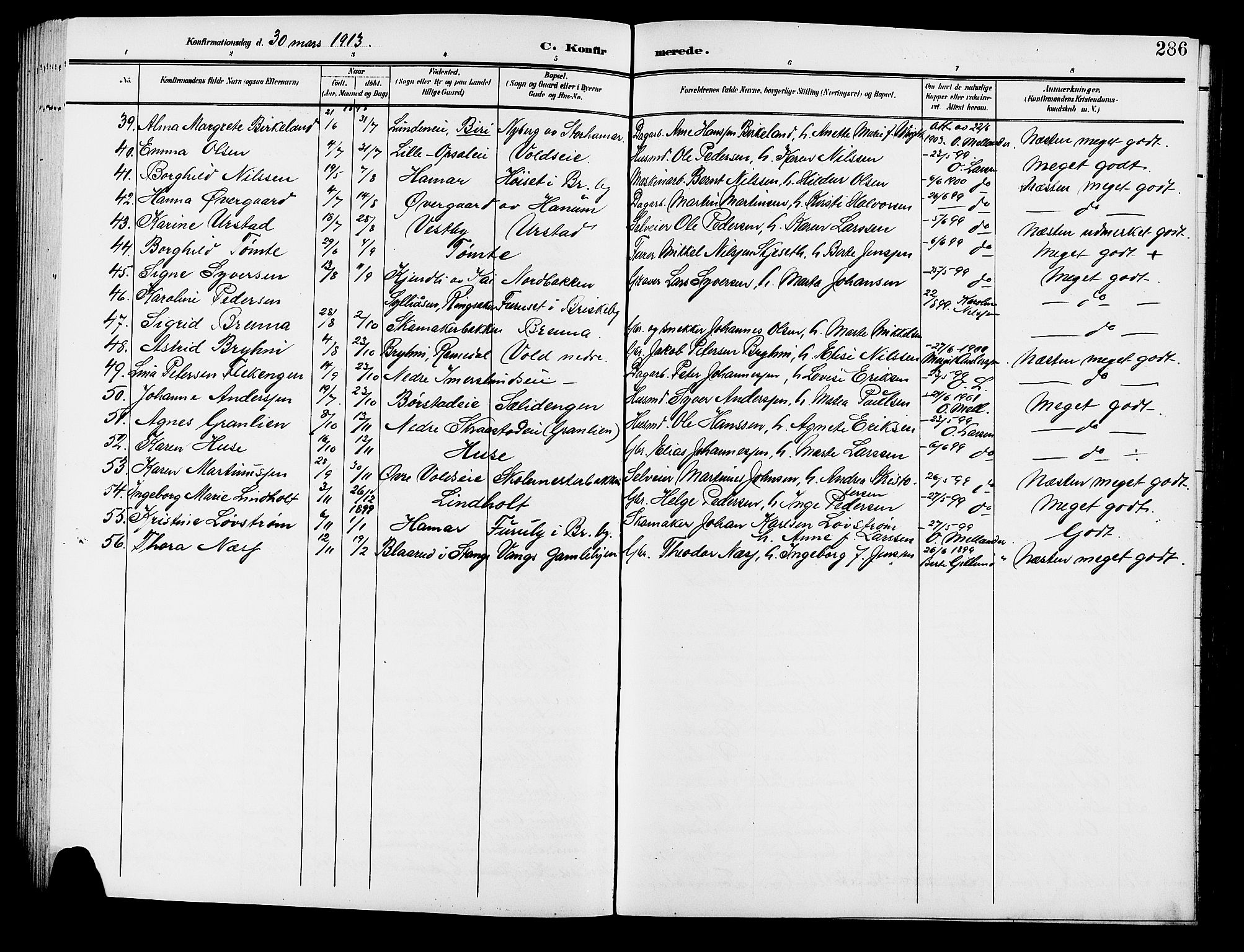 Vang prestekontor, Hedmark, SAH/PREST-008/H/Ha/Hab/L0014: Parish register (copy) no. 14, 1896-1914, p. 286