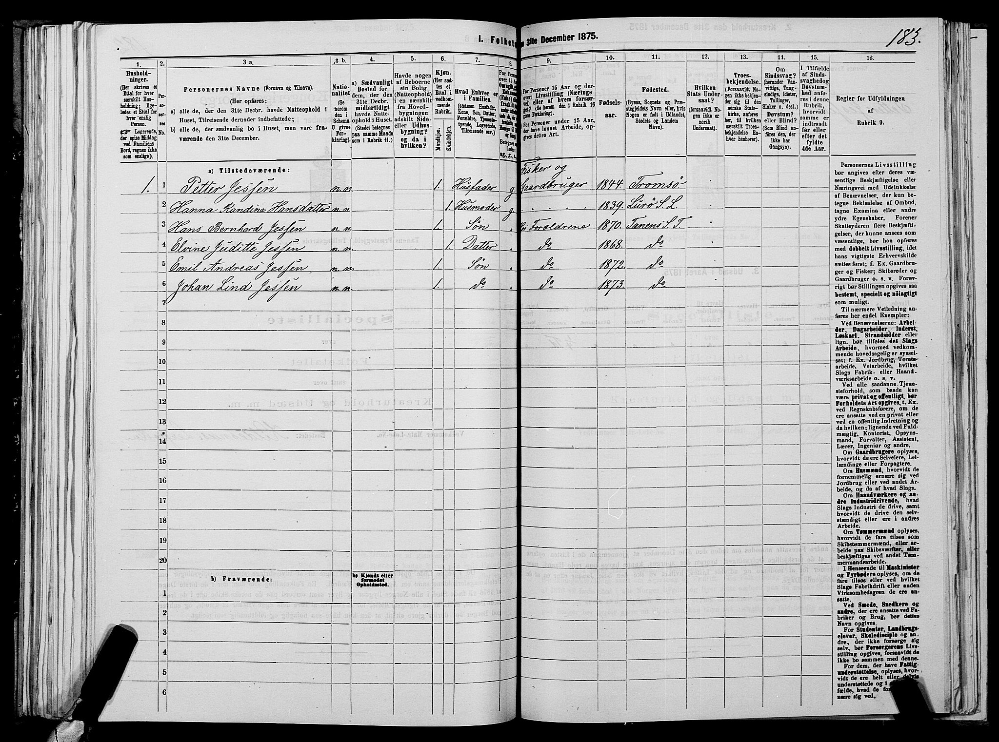 SATØ, 1875 census for 2025P Tana, 1875, p. 1183