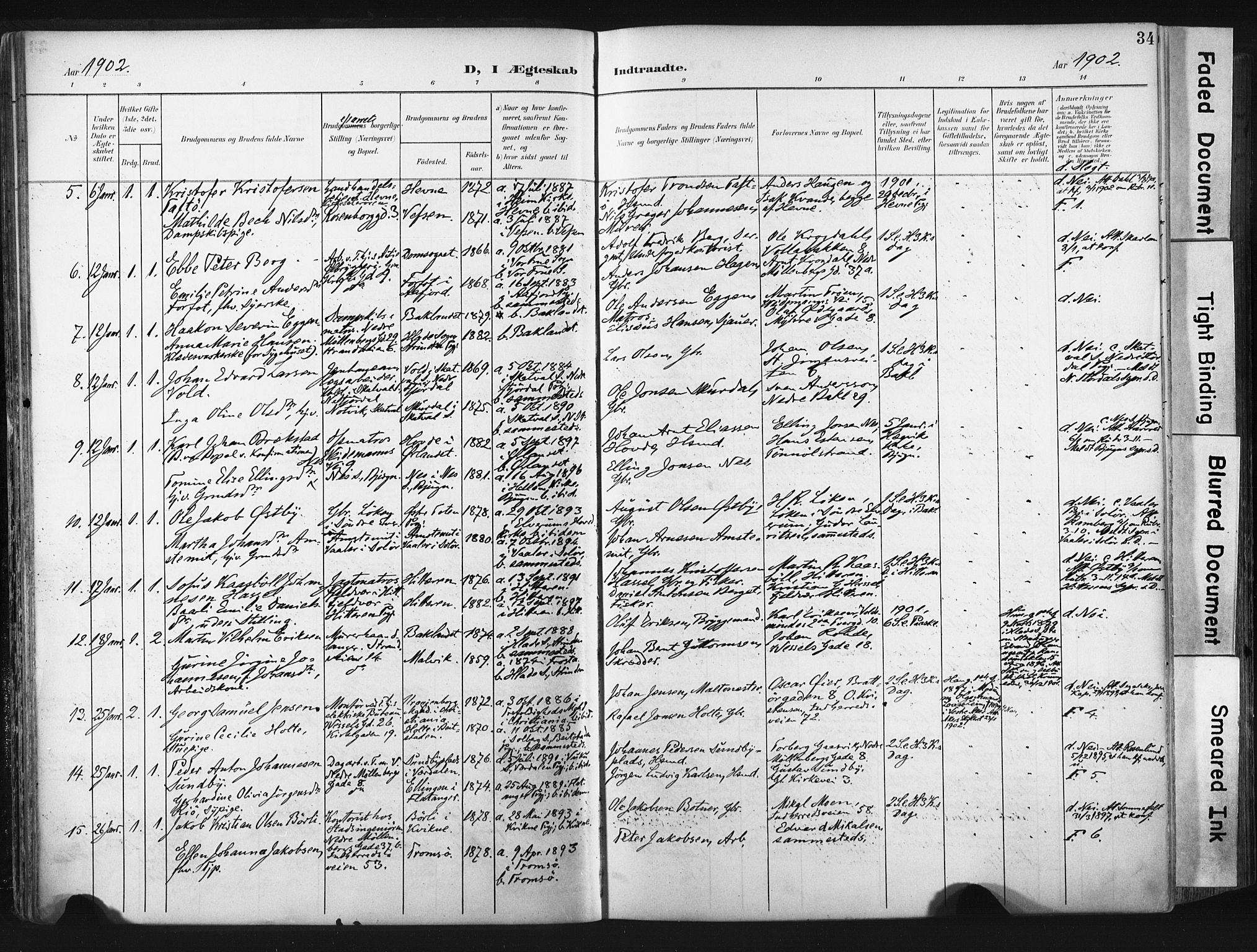 Ministerialprotokoller, klokkerbøker og fødselsregistre - Sør-Trøndelag, SAT/A-1456/604/L0201: Parish register (official) no. 604A21, 1901-1911, p. 34