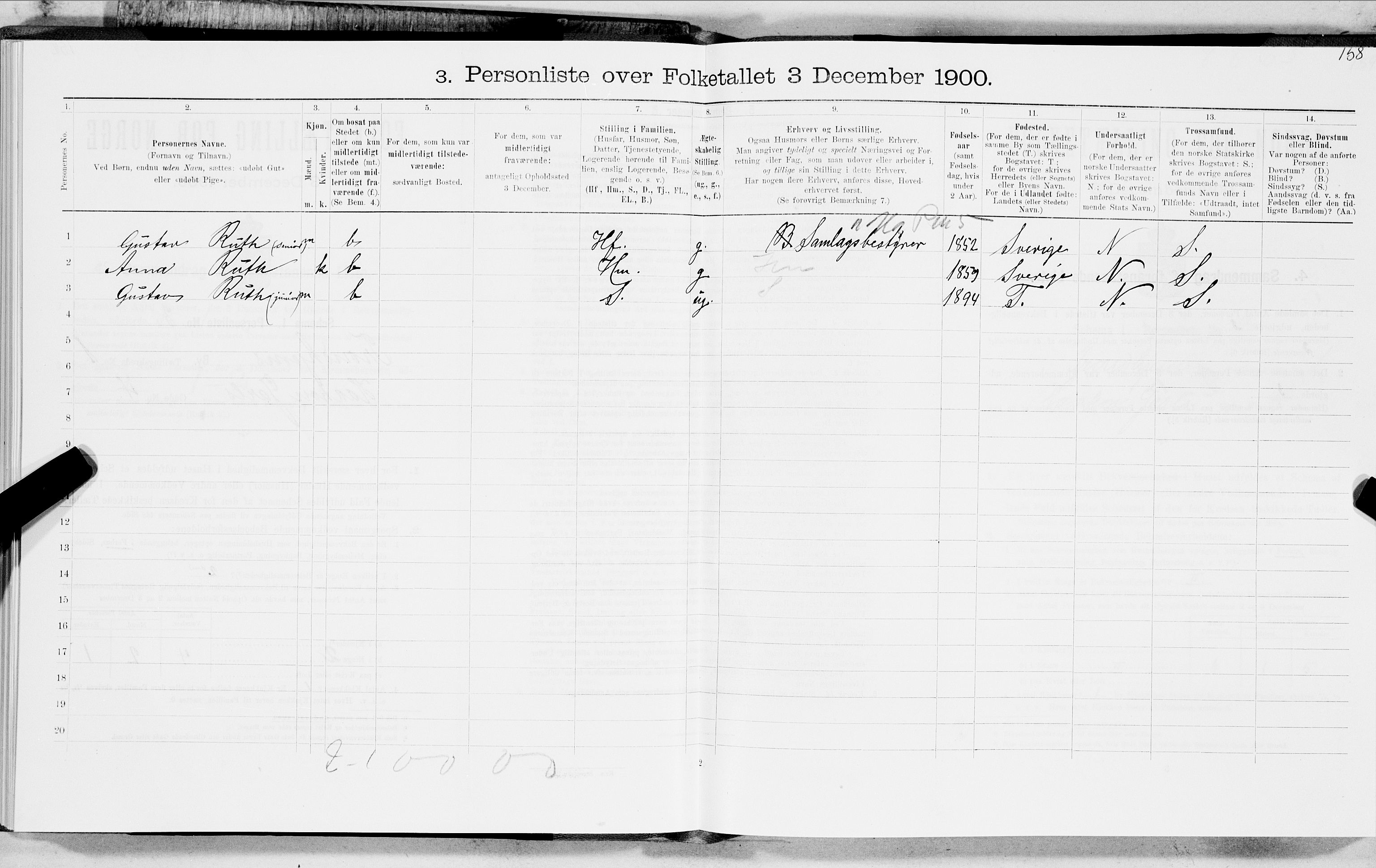 SAT, 1900 census for Trondheim, 1900, p. 330