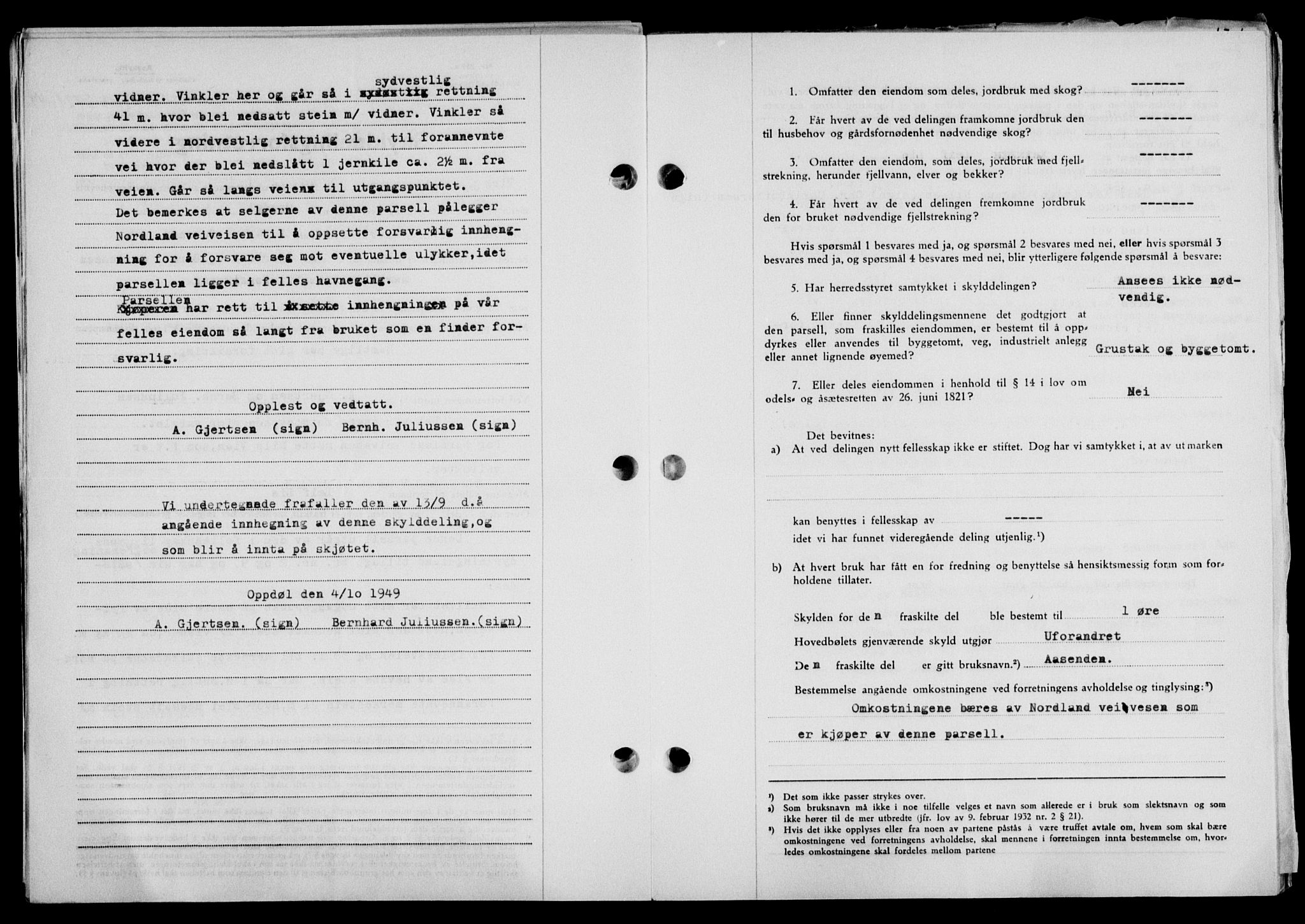 Lofoten sorenskriveri, SAT/A-0017/1/2/2C/L0022a: Mortgage book no. 22a, 1949-1950, Diary no: : 2421/1949