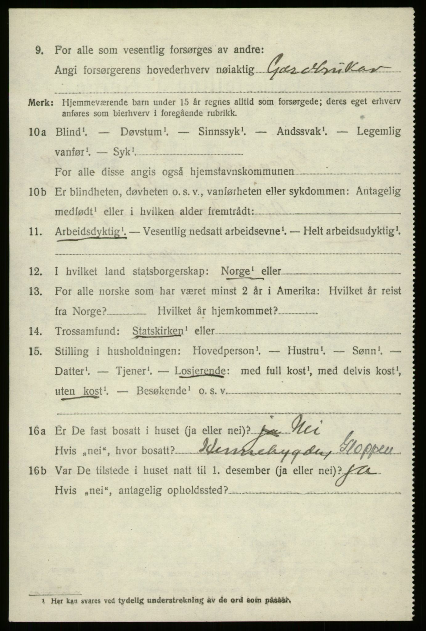 SAB, 1920 census for Gloppen, 1920, p. 7655