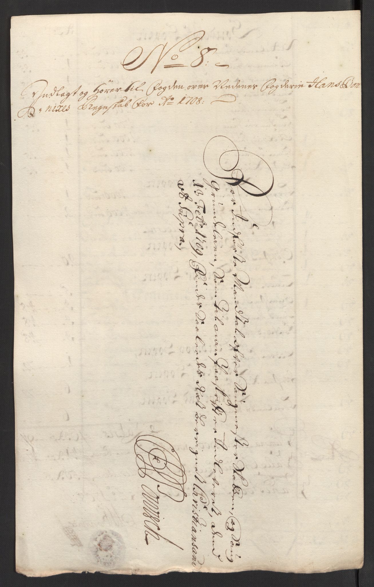 Rentekammeret inntil 1814, Reviderte regnskaper, Fogderegnskap, AV/RA-EA-4092/R39/L2318: Fogderegnskap Nedenes, 1706-1709, p. 277